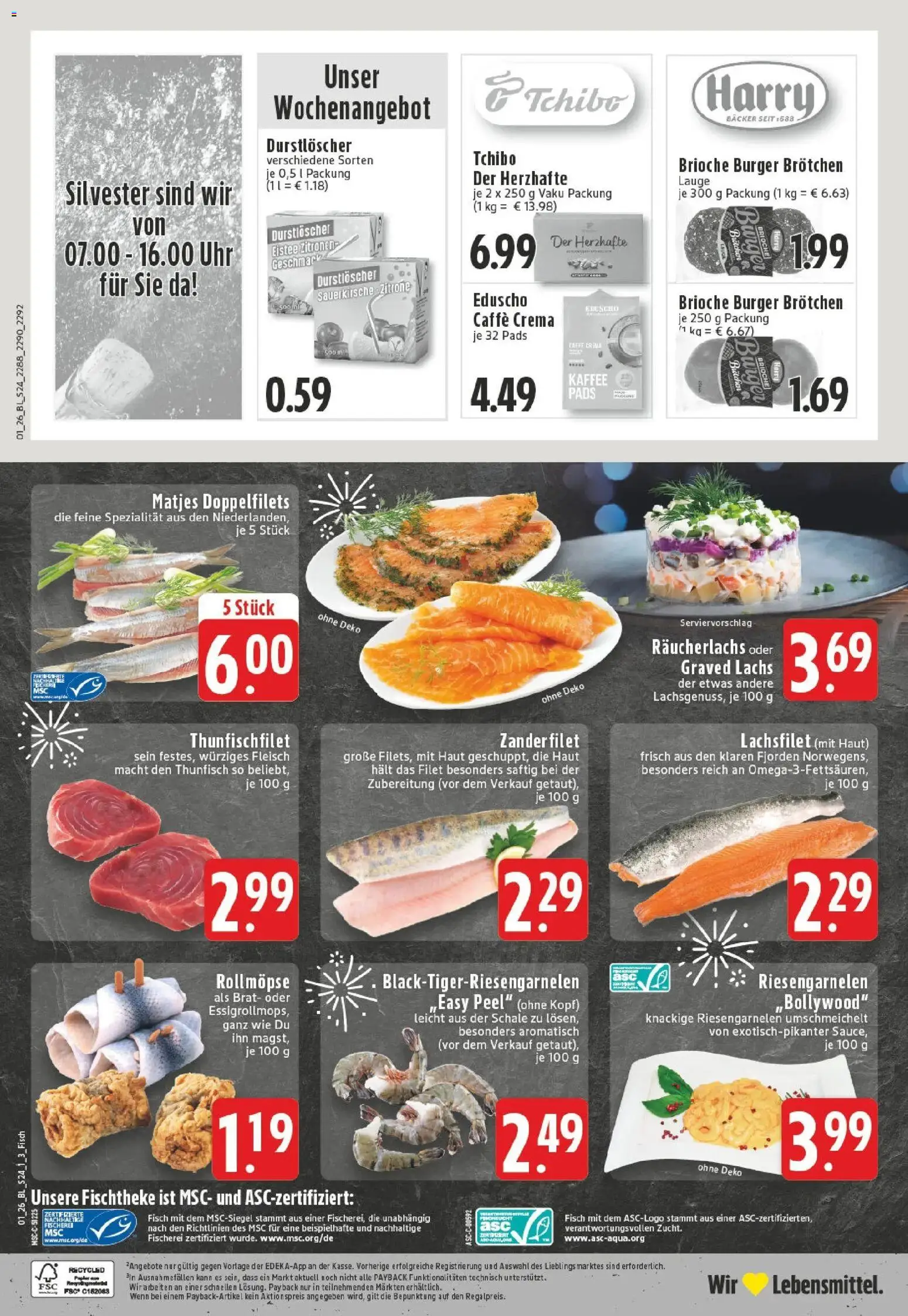 Edeka prospekt Essen	 – gültig ab 28.12.2025 | Seite: 26 | Produkte: Thunfisch, Lachs, Räucherlachs, Uhr