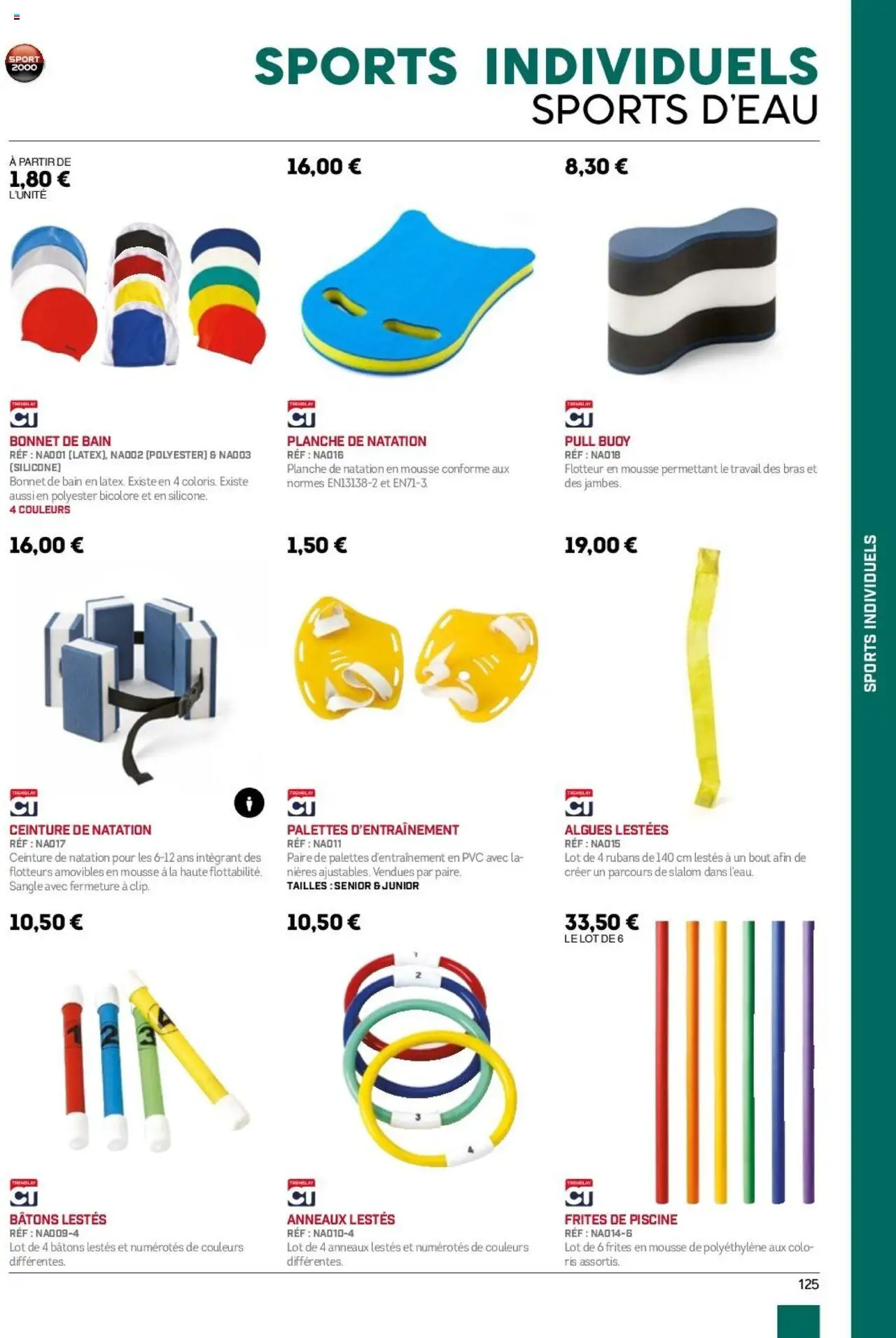 {H1} | Page: 125 | Produits: Ceinture, Mousse, Algues, Bonnet de bain