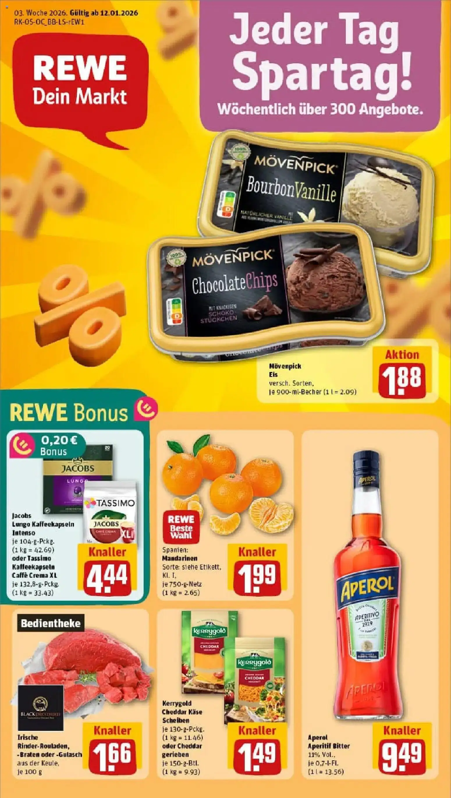 Rewe prospekt Berlin / Steglitz	 – gültig ab 11.01.2026 | Seite: 1 | Produkte: Käse, Mandarinen, Aperol, Eis