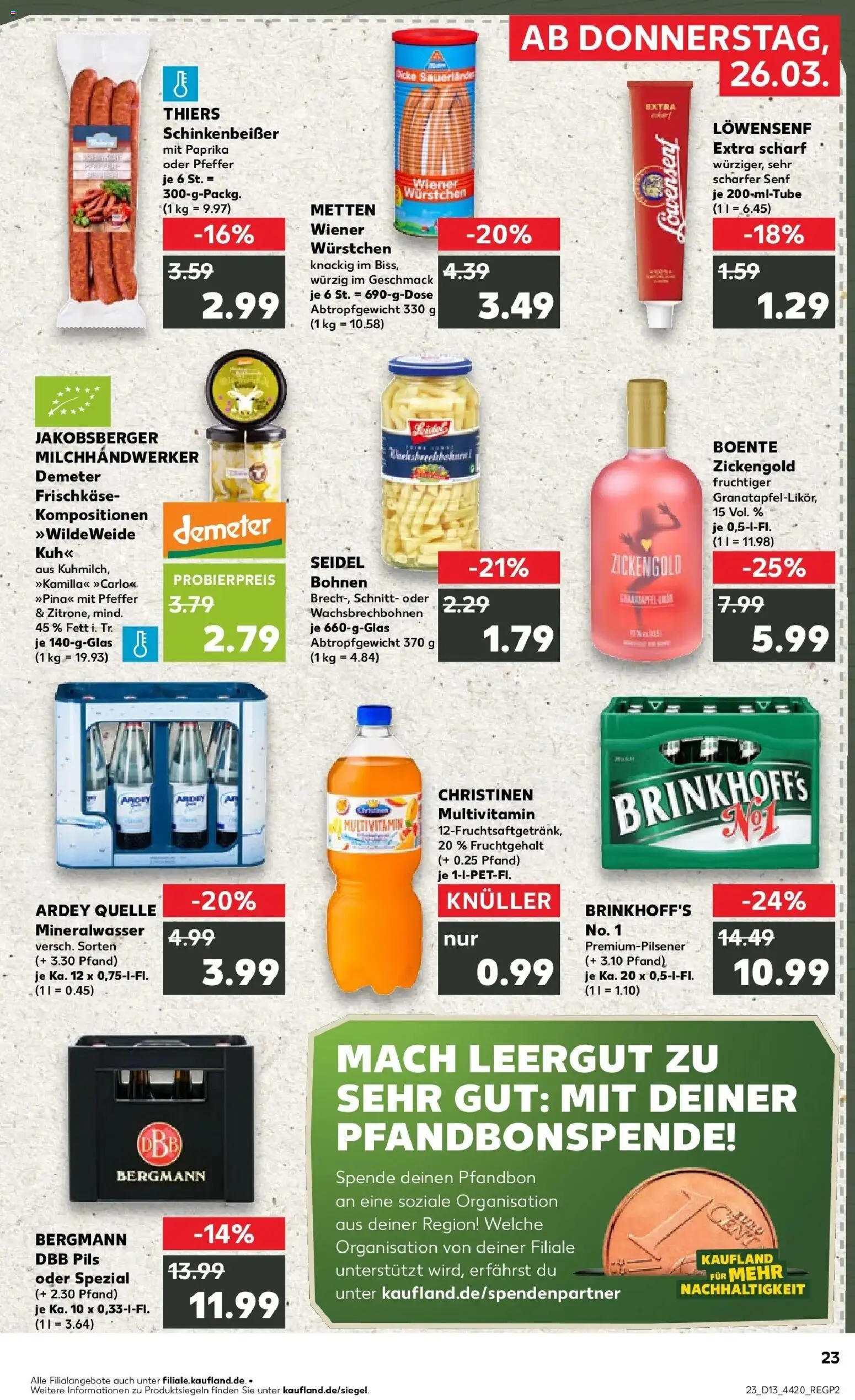 Kaufland Prospekt Dortmund	 – gültig ab 26.03.2026 | Seite: 23 | Produkte: Wiener wurstchen, Mineralwasser, Pfeffer, Frischkase
