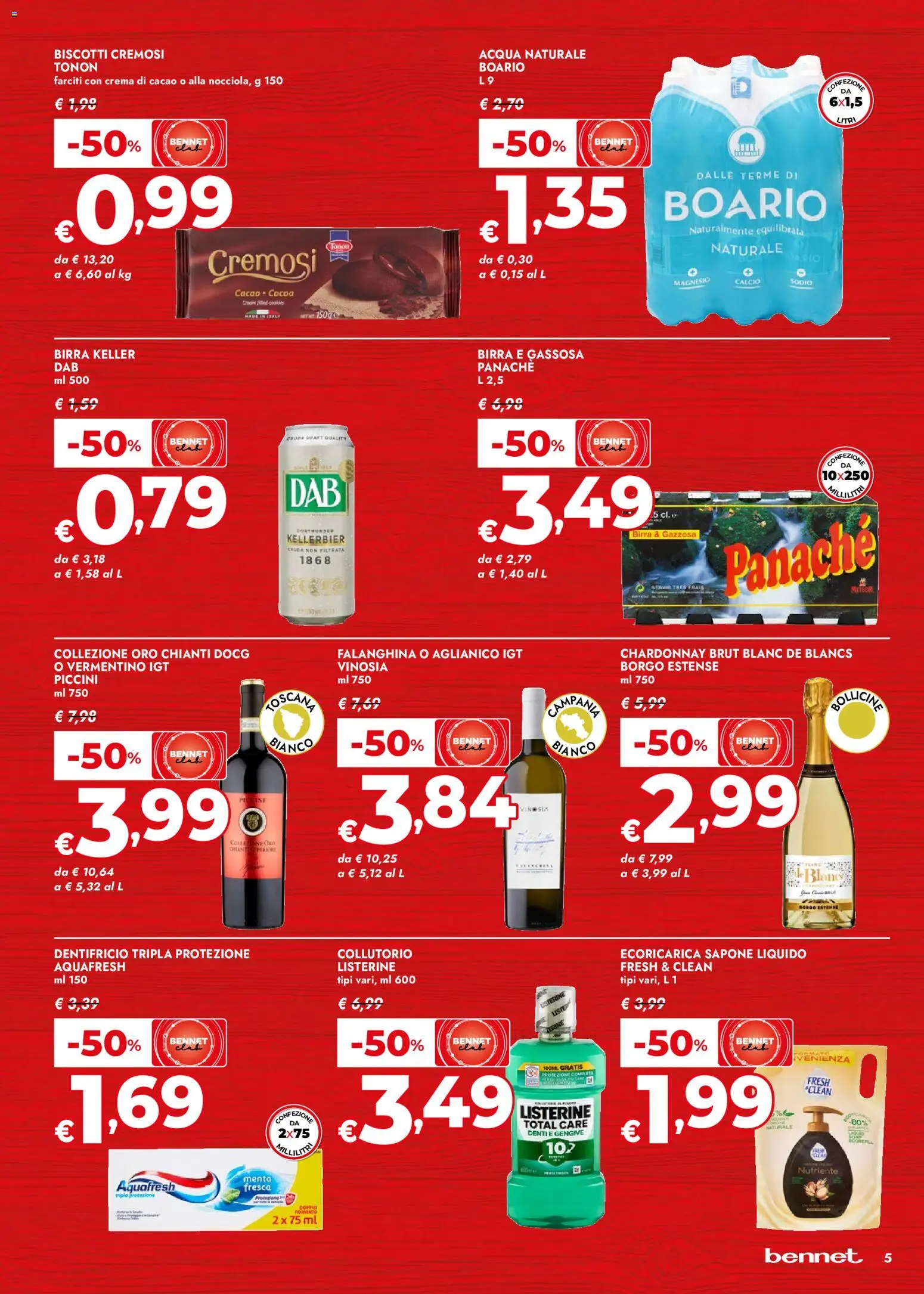 Volantino bennet del 29.01.2026 | Pagina: 5 | Prodotti: Dentifricio, Acqua, Acqua naturale, Cacao
