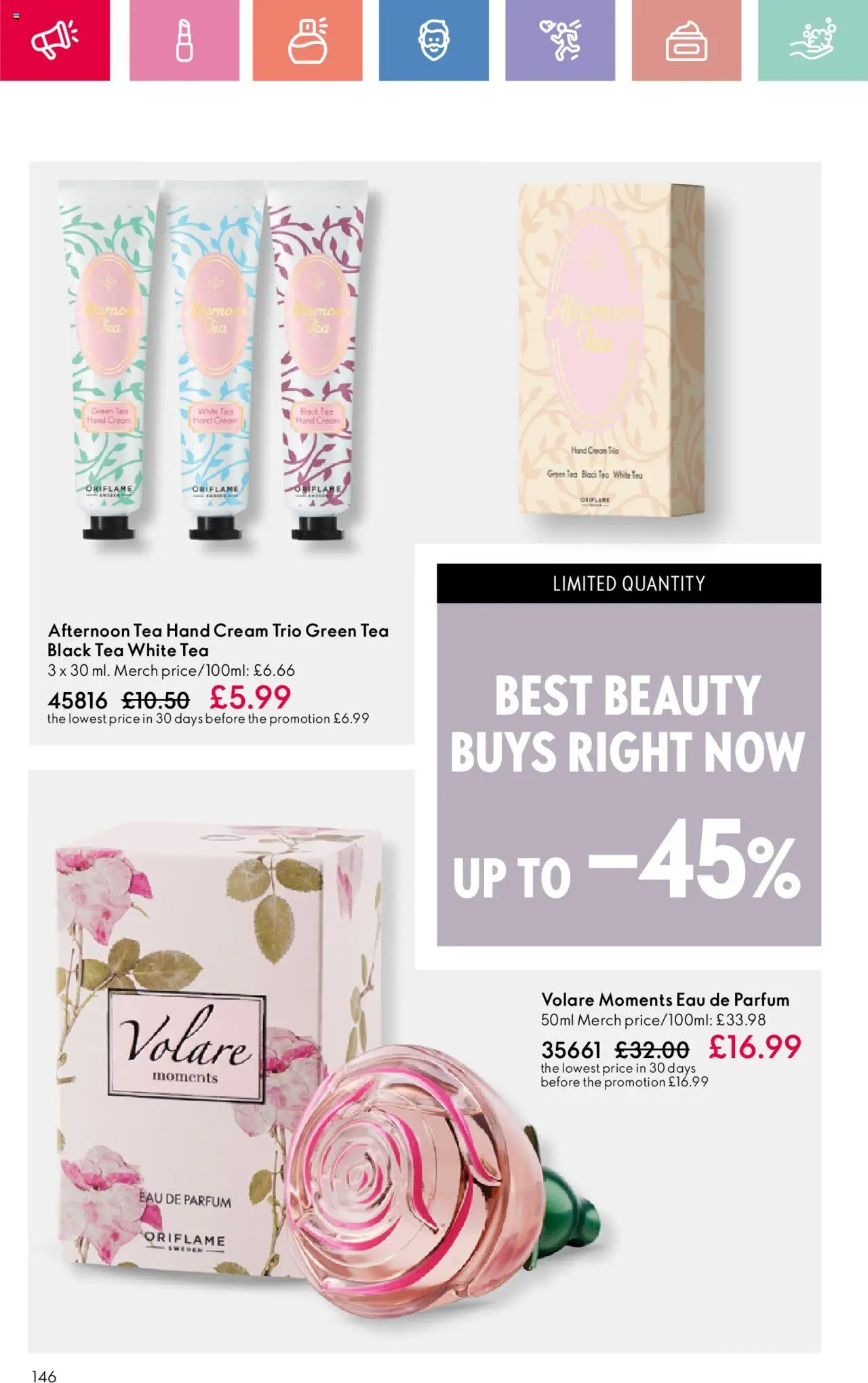  | Page: 146 | Products: Hand cream, Balles de Golf, Tea, Cream
