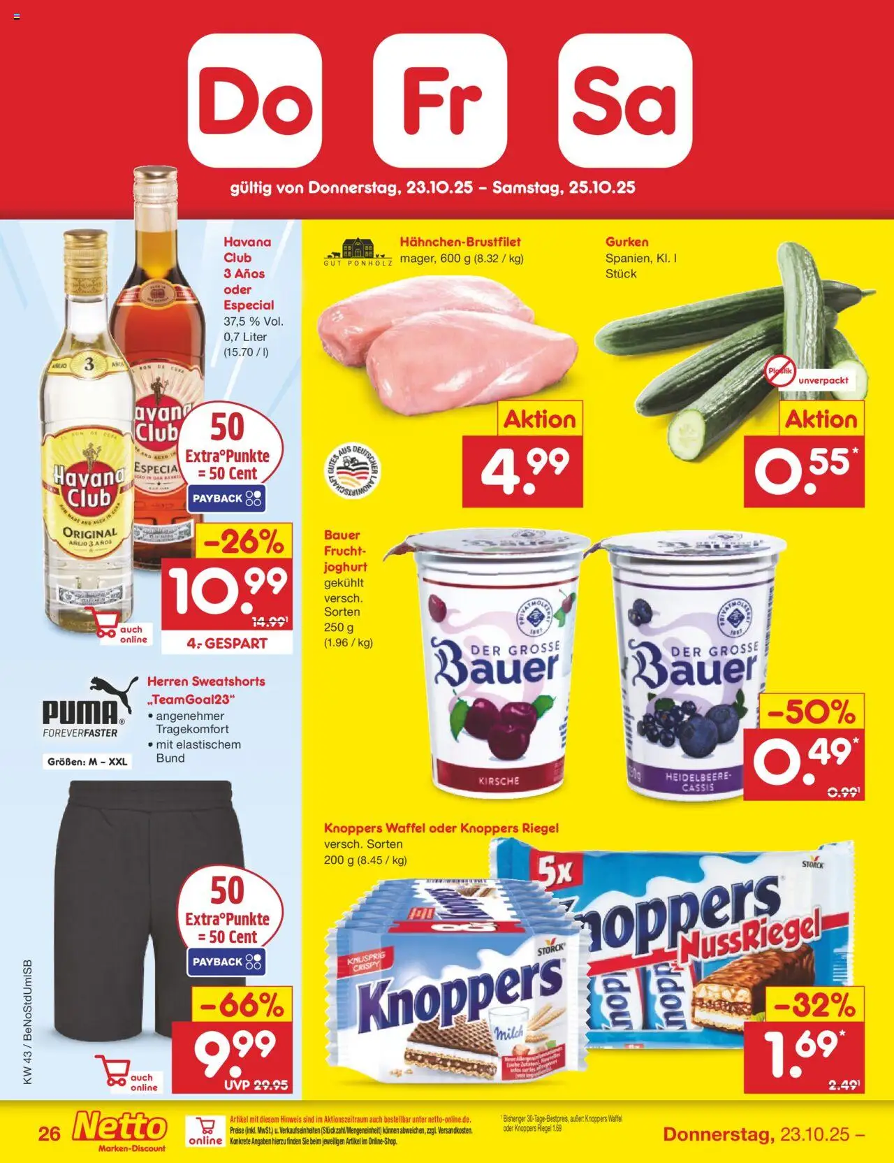 Netto Marken-Discount Prospekt 	 – gültig ab 20.10.2025 | Seite: 40 | Produkte: Sweatshorts, Joghurt, Knoppers, Gurken