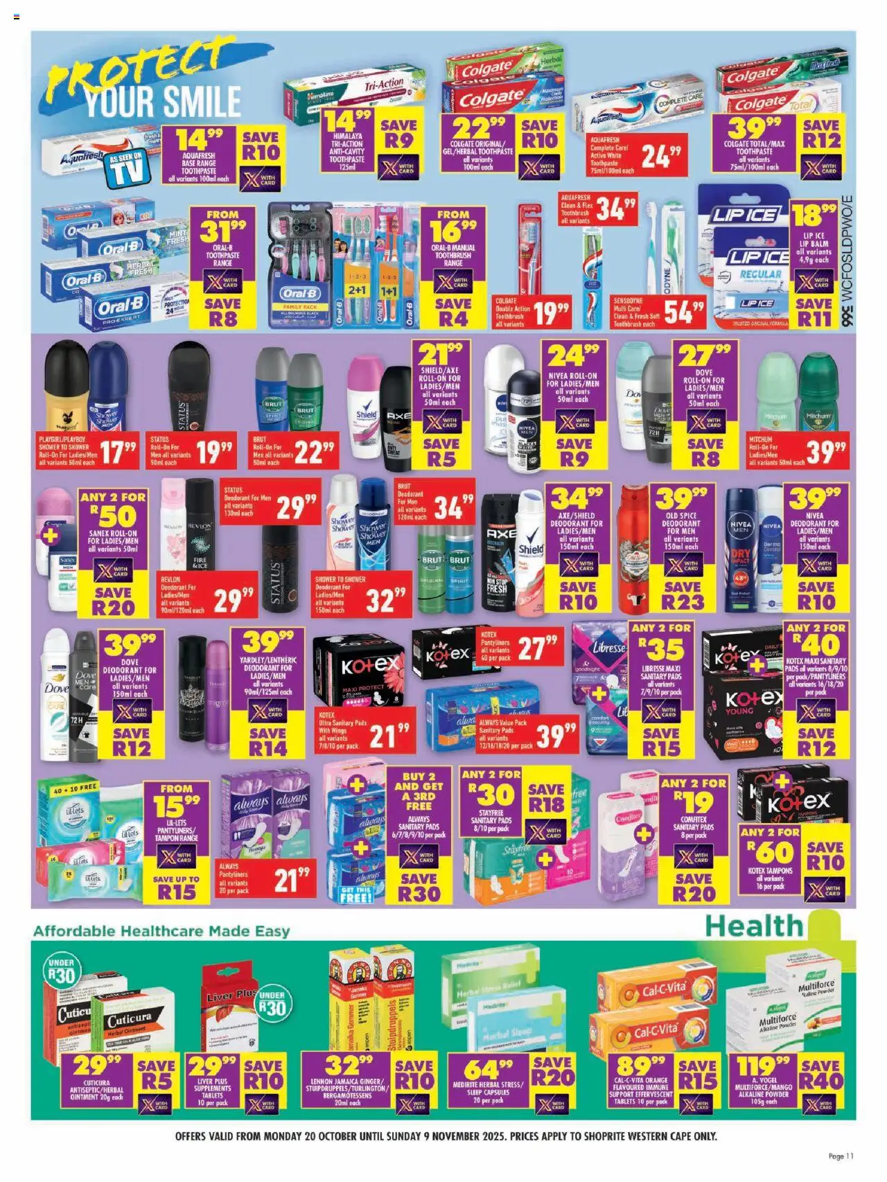 New Shoprite catalogue – valid from 20.10.2025 | Page: 11 | Products: Drone, Shower, Powder, Supplements