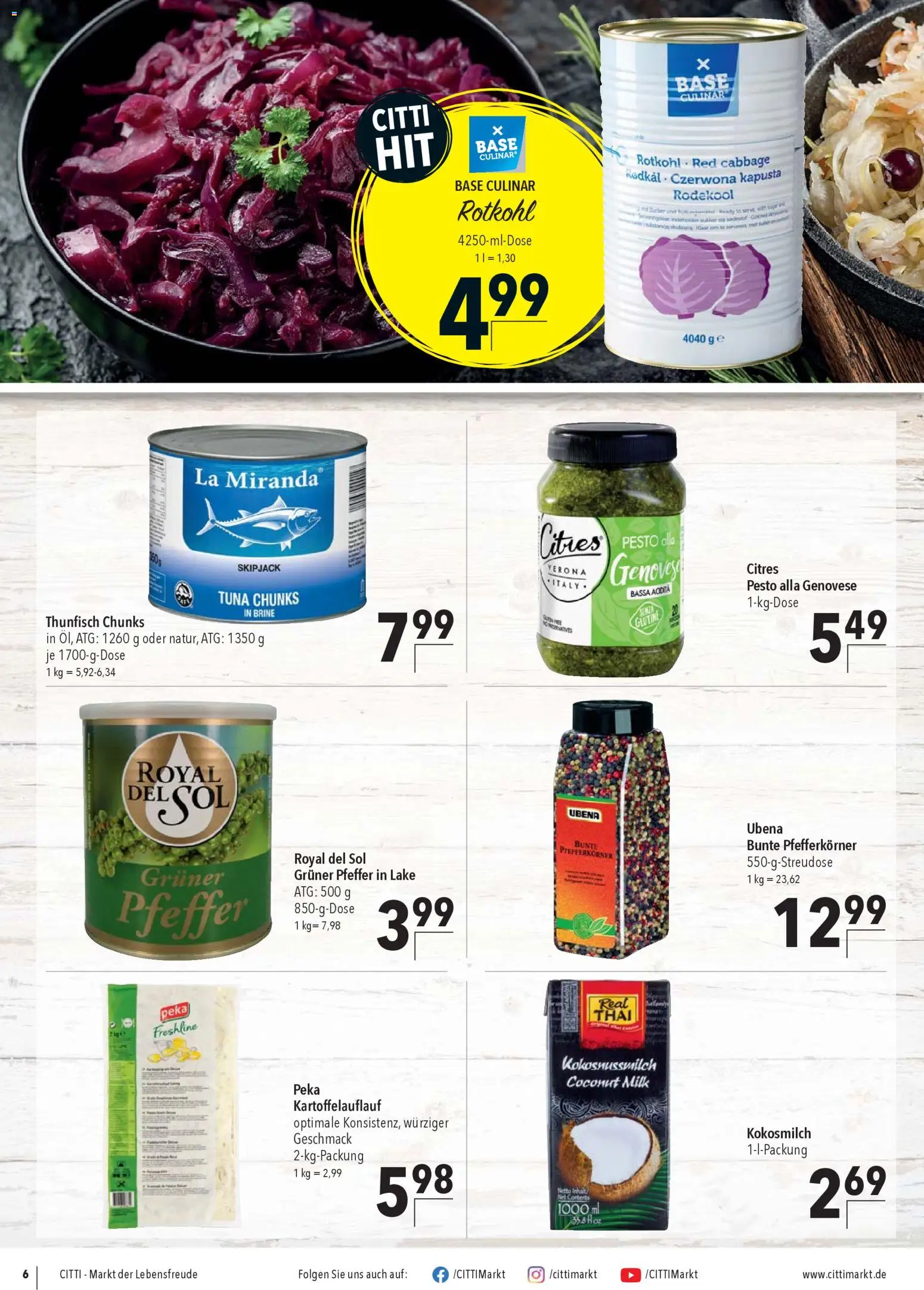 CITTI Markt Aktuelle Angebote für Profis – gültig ab 05.11.2025 | Seite: 6 | Produkte: Rotkohl, Thunfisch, Pfeffer