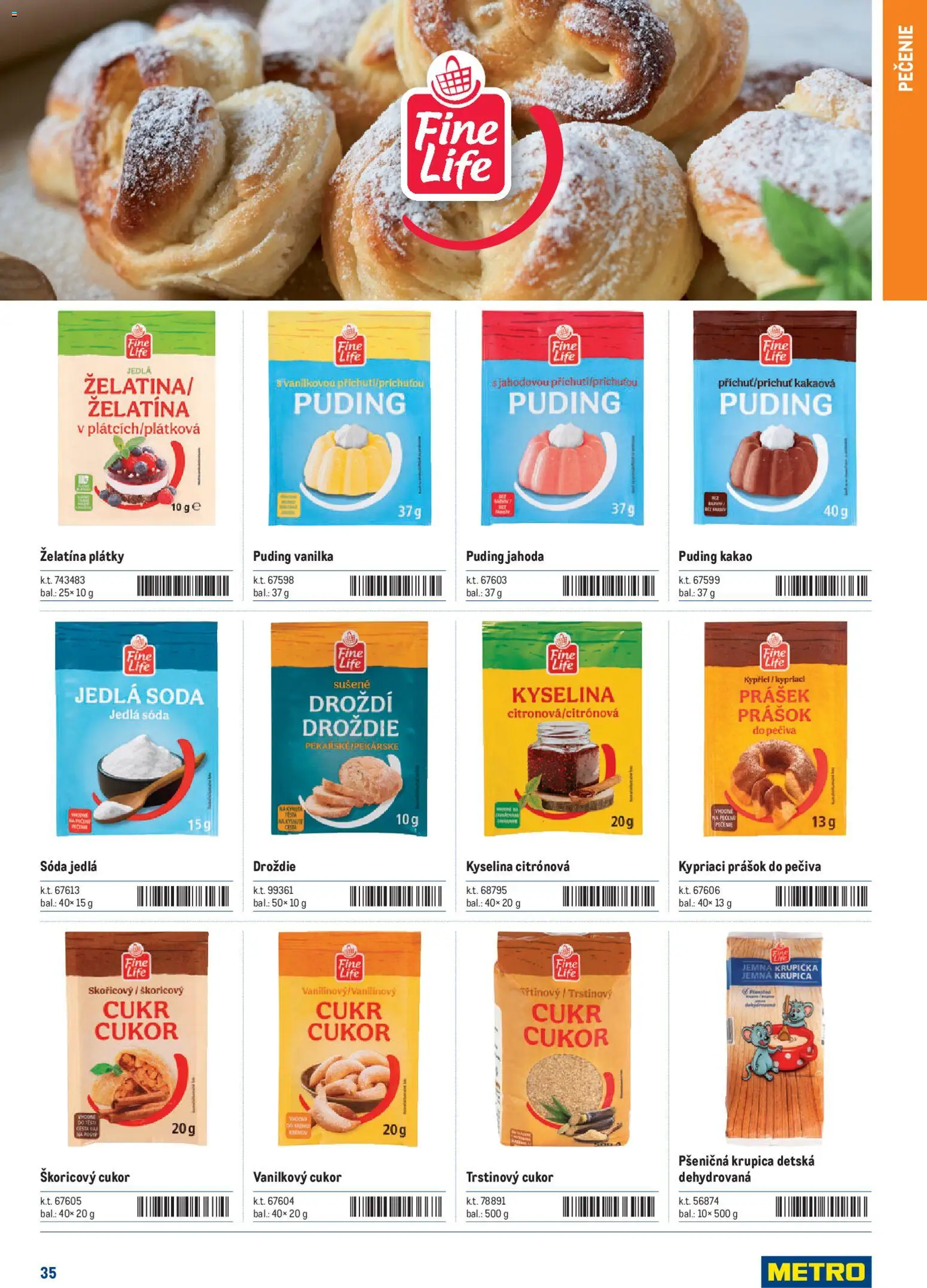 Nové Metro akcie – leták je platný od 05.12.2025 | Strana: 35 | Produkty: Vanilkový cukor, Trstinový cukor, Krupica, Kakao