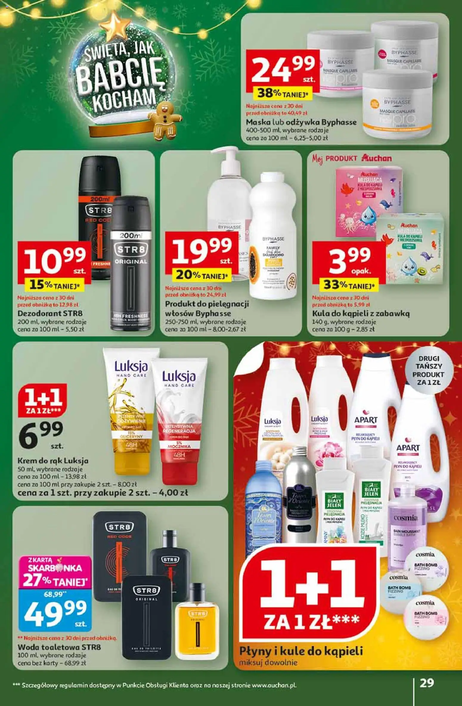 Auchan Black Friday od 13.11.2025 | Strona: 29 | Produkty: Kula do kąpieli, Mleko, Krem, Woda