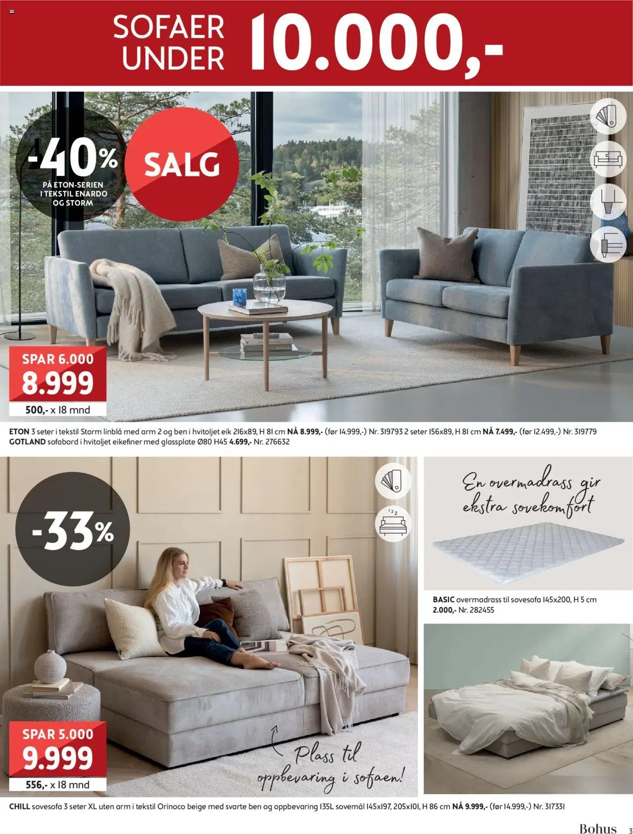 {H1} | Side: 3 | Produkter: Overmadrass, Sovesofa