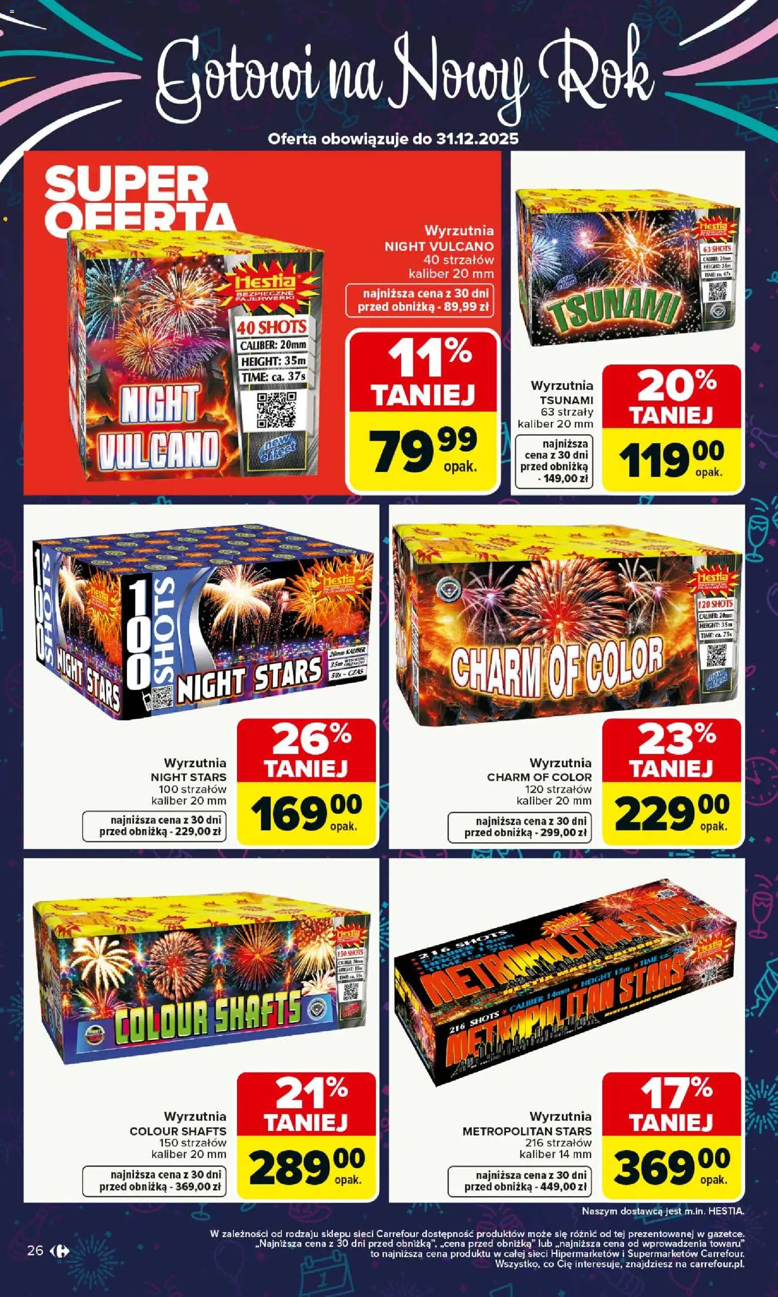Carrefour Gazetka od 29.12.2025 | Strona: 26 | Produkty: Wyrzutnia, Fajerwerki
