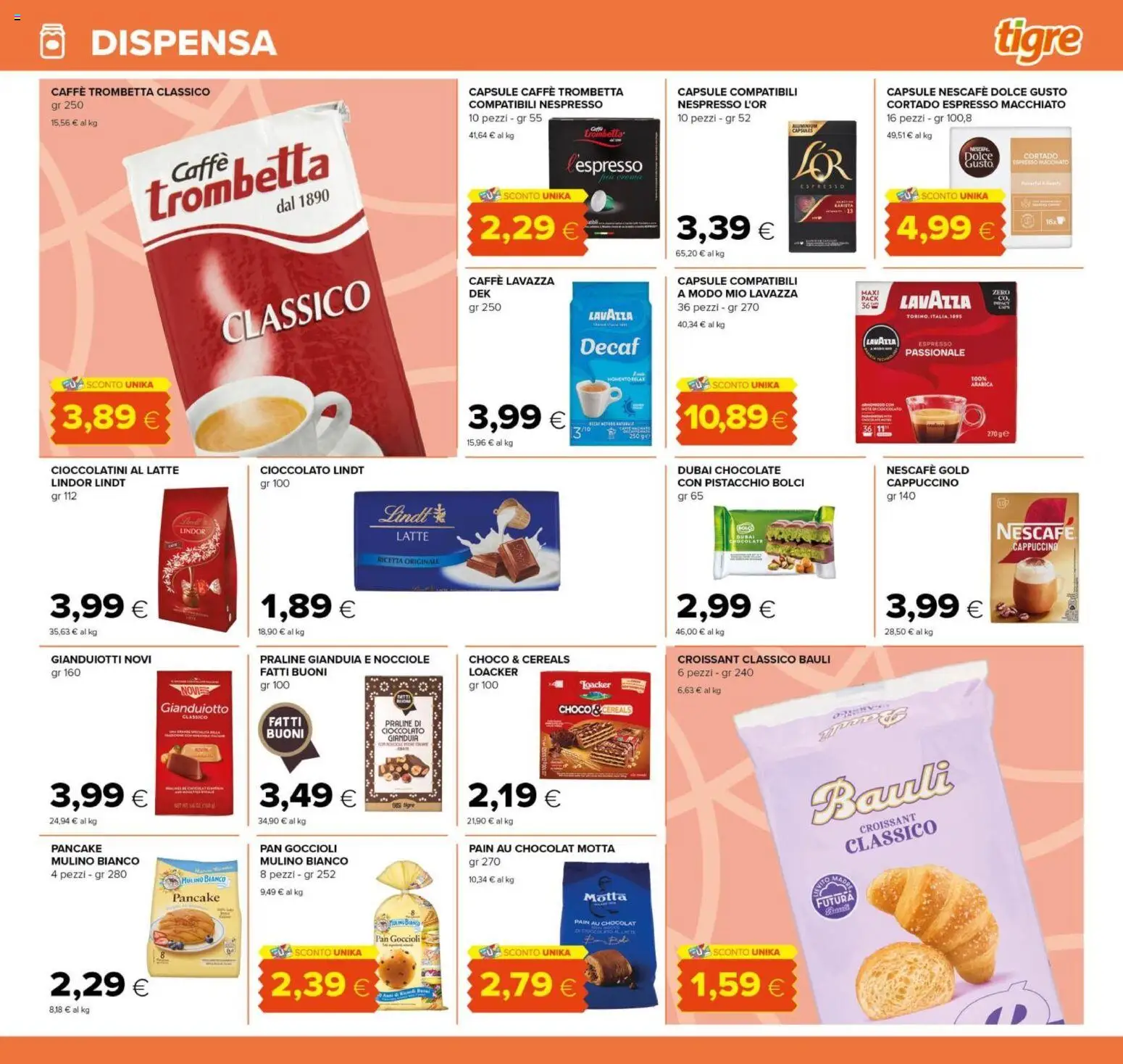 Volantino Tigre del 28.01.2026 | Pagina: 13 | Prodotti: Cioccolato, Latte, Nocciole, Lavazza