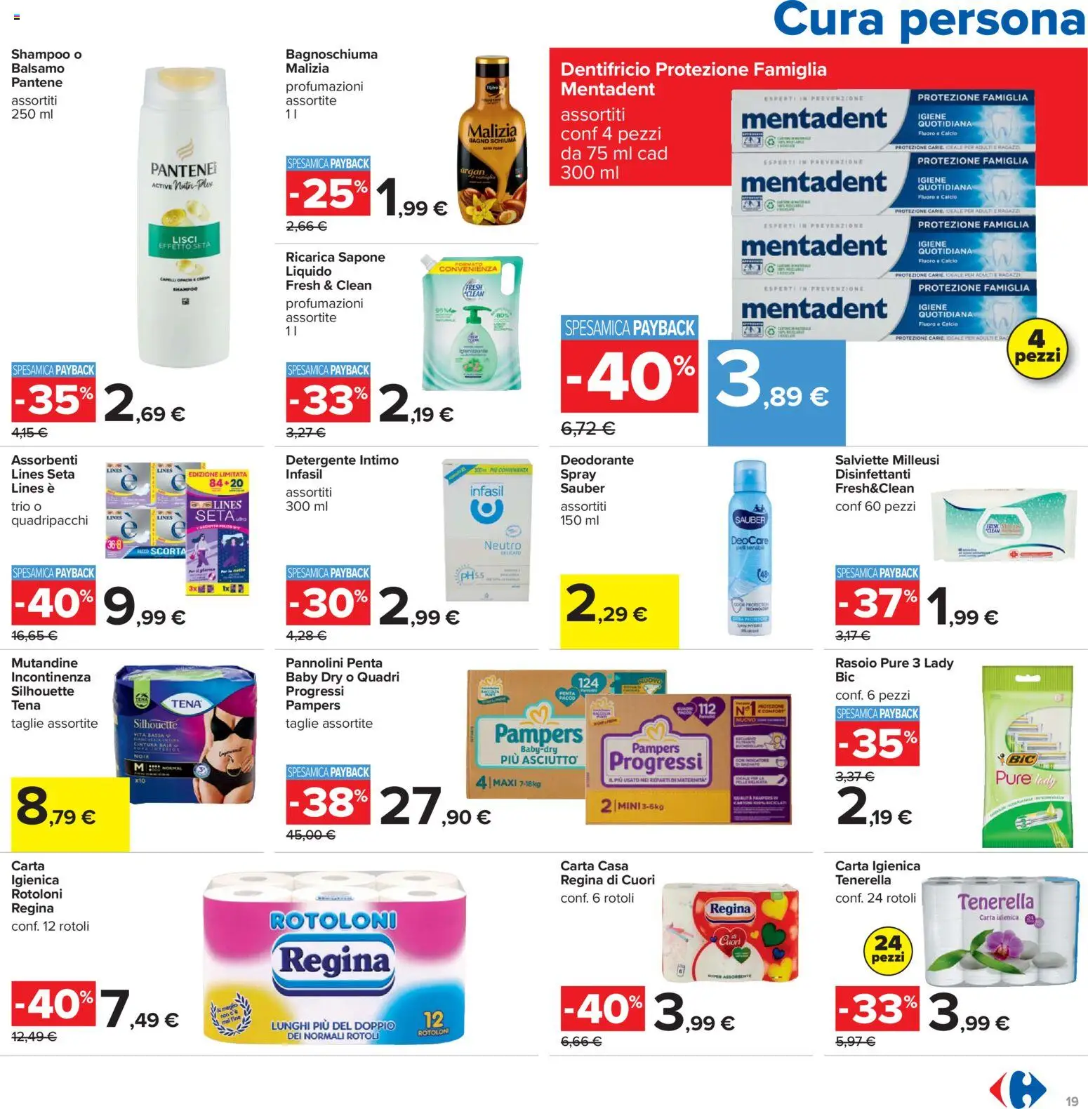 Volantino Carrefour del 21.04.2026 | Pagina: 19 | Prodotti: Pannolini, Sapone, Mutandine, Cintura