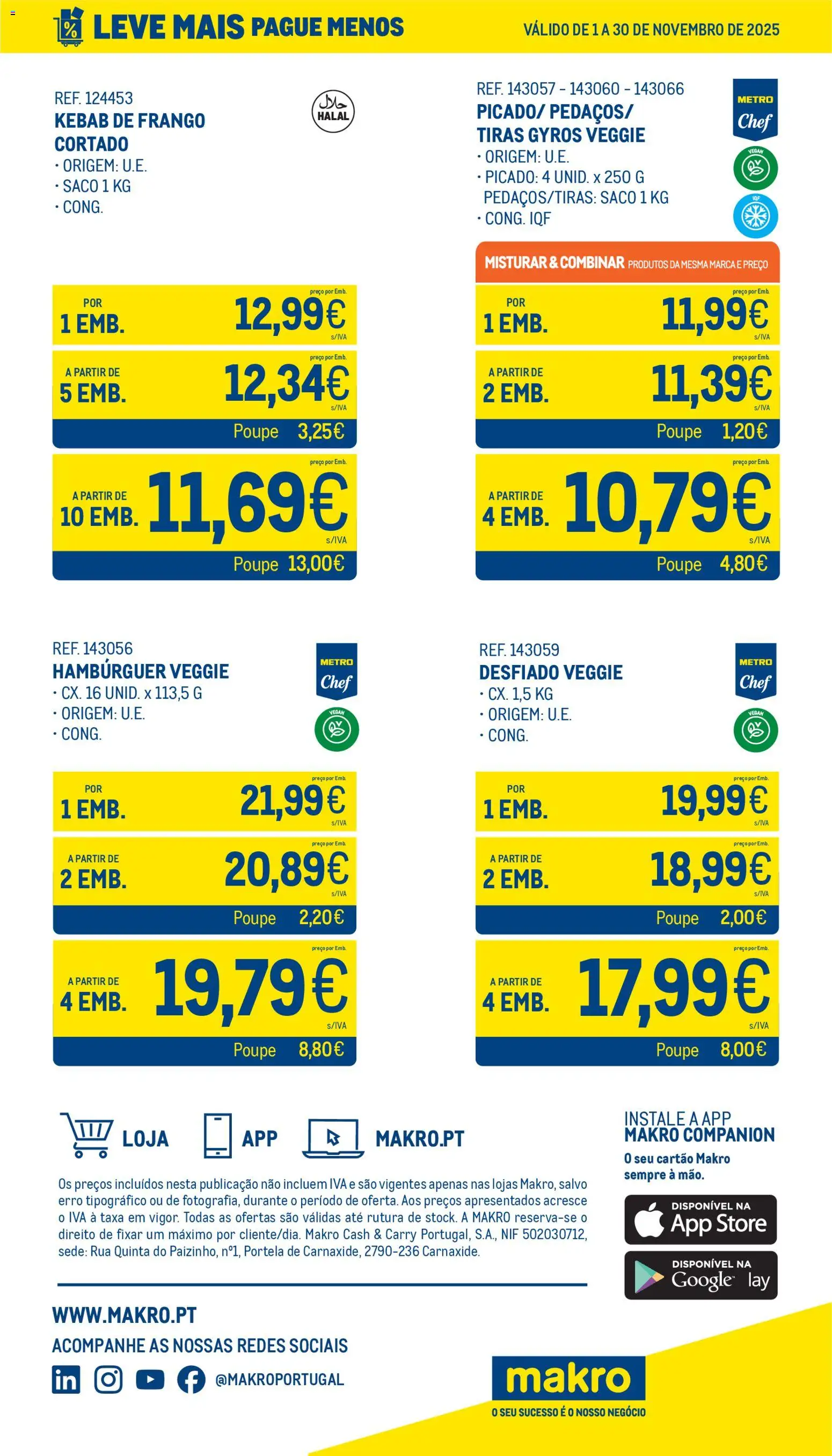 Makro Leve Mais Pague Menos - Carne Congelada │ válido de 01.11.2025 | Página: 6 | Produtos: Frango, Hambúrguer