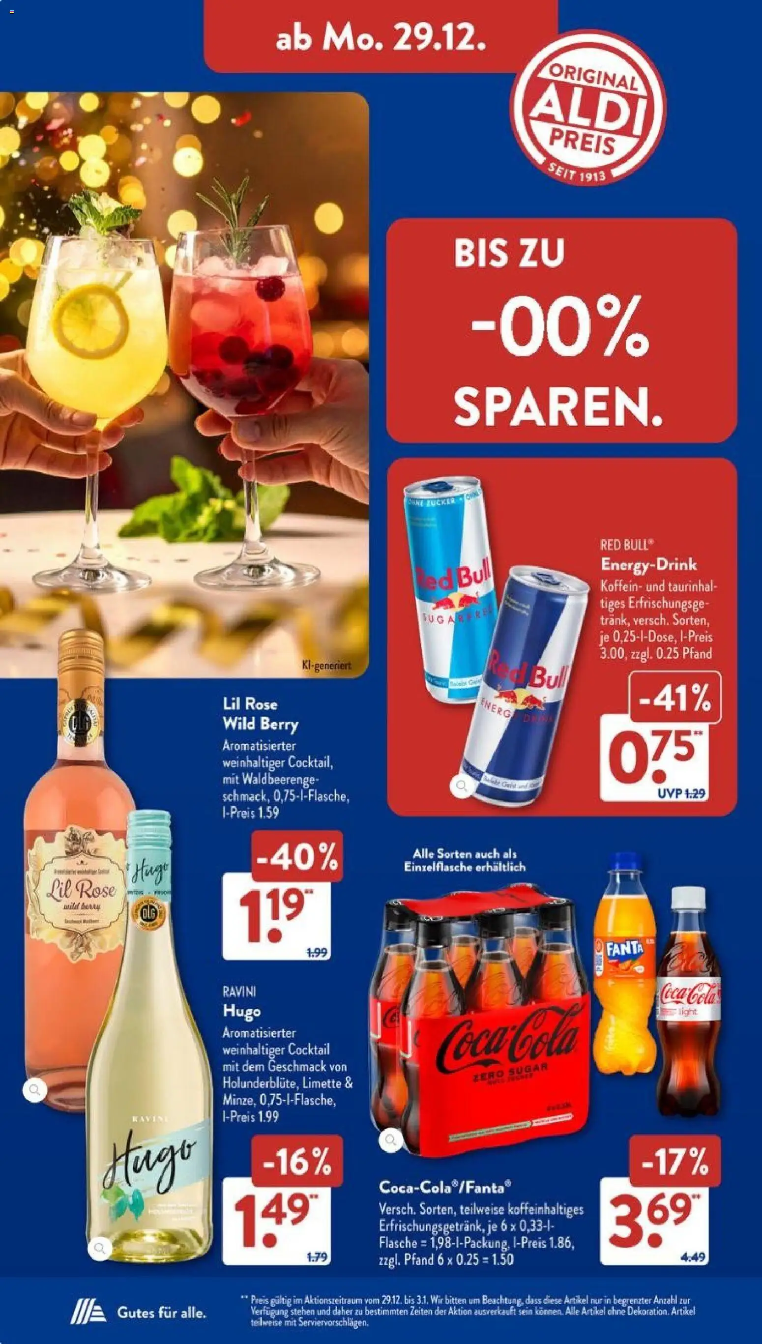 Aldi Süd Prospekt 	 – gültig ab 29.12.2025 | Seite: 14 | Produkte: Red bull, Cola, Limette, Hugo