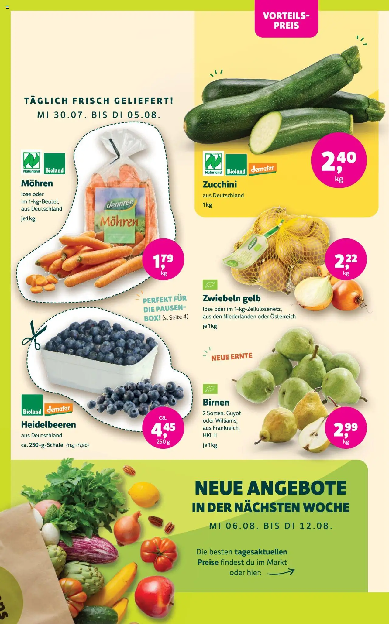BioMarkt Prospekt - gültig ab dem 30.07.2025 | Seite: 2 | Produkte: Mohren, Heidelbeeren, Zwiebeln, Zucchini
