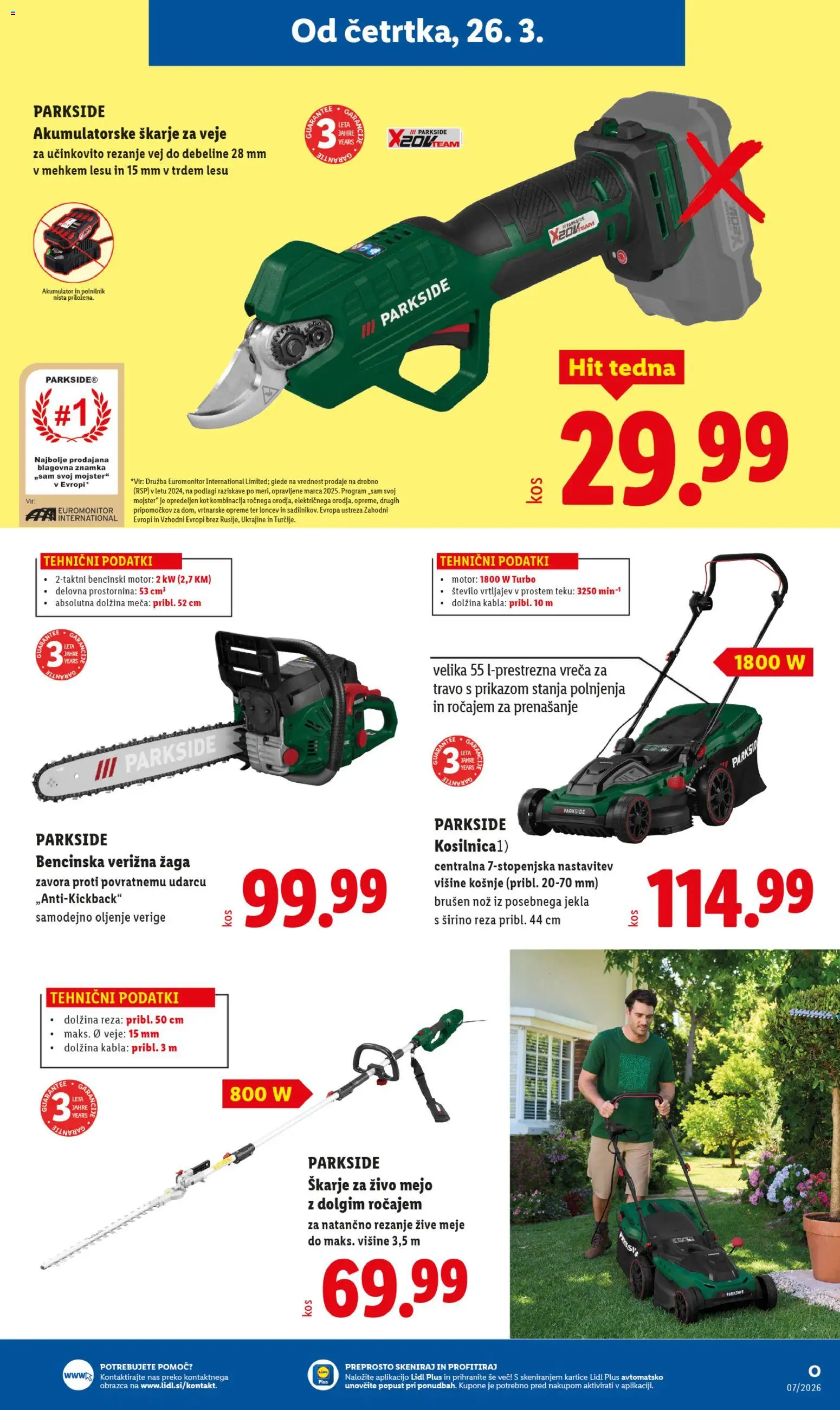 Novi Lidl katalog ponudbe – veljaven od 20.04.2026 | Stran: 21 | Izdelki: Nož, Škarje za živo mejo, Akumulator, Polnilnik