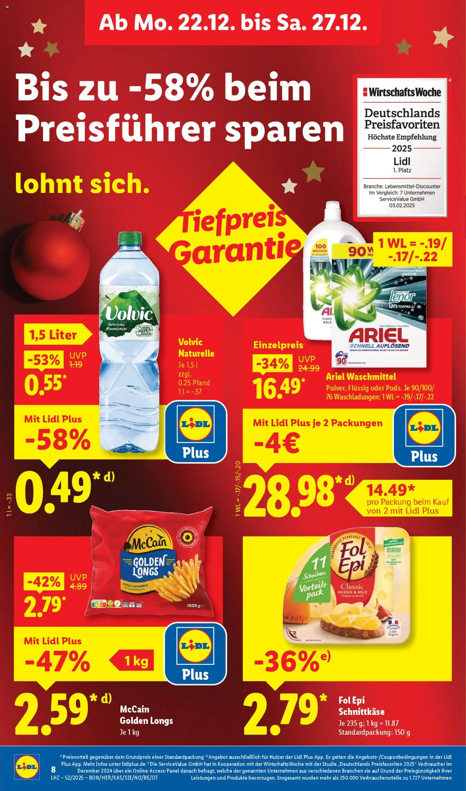 Lidl Prospekt Bernsdorf – gültig ab 22.12.2025 | Seite: 14 | Produkte: Lenor, Ariel, Waschmittel, Volvic