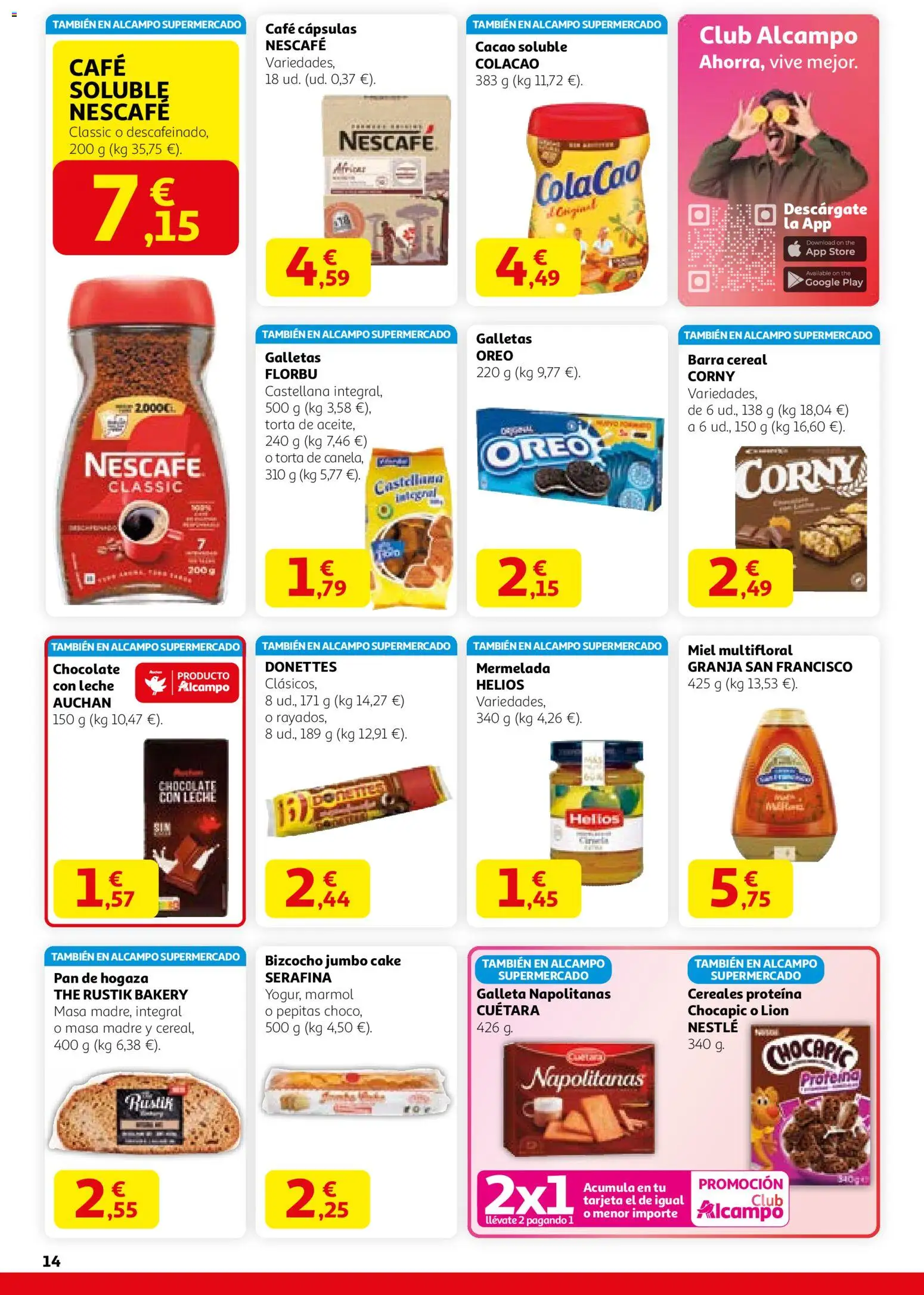 Alcampo -  HG Nacional Unificado │ válido desde el 29.01.2026 | Página: 14 | Productos: Chocolate, Cereales, Bizcocho, Cacao soluble