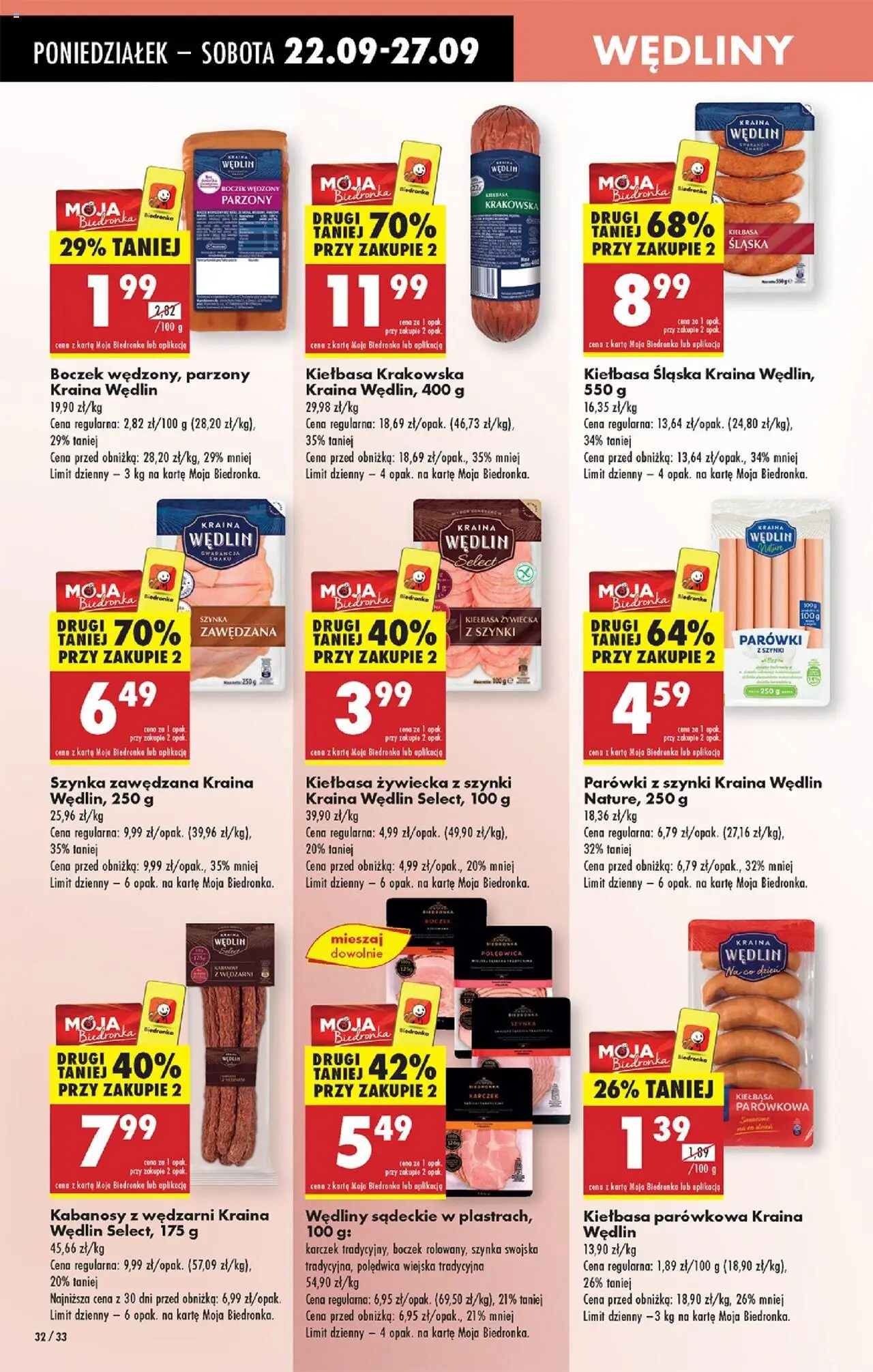 Biedronka gazetka od 22.09.2025 | Strona: 36 | Produkty: Kiełbasa, Kiełbasa śląska, Boczek, Wędliny