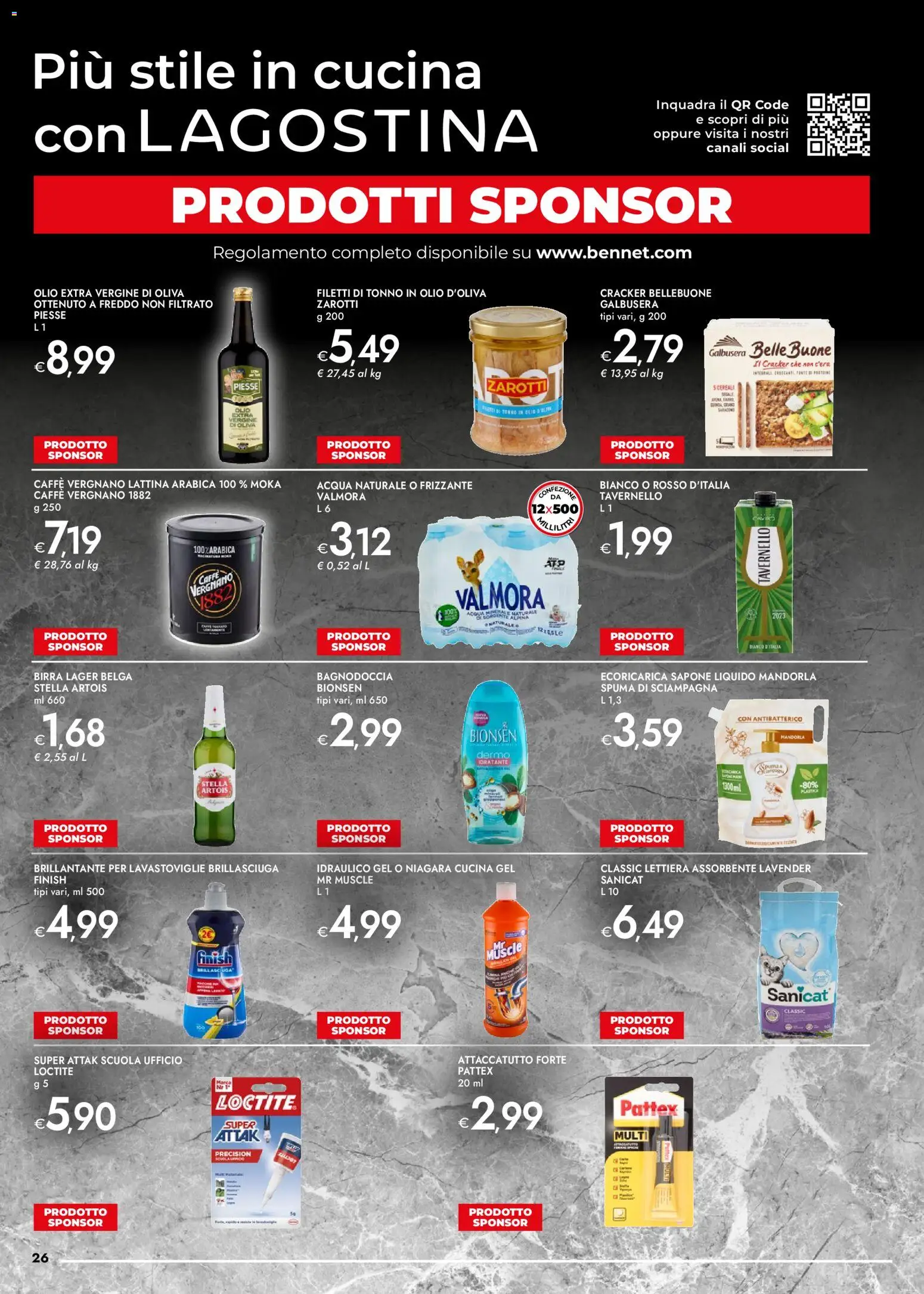 Volantino bennet del 27.11.2025 | Pagina: 26 | Prodotti: Cereali, Acqua, Olio, Olio extra vergine