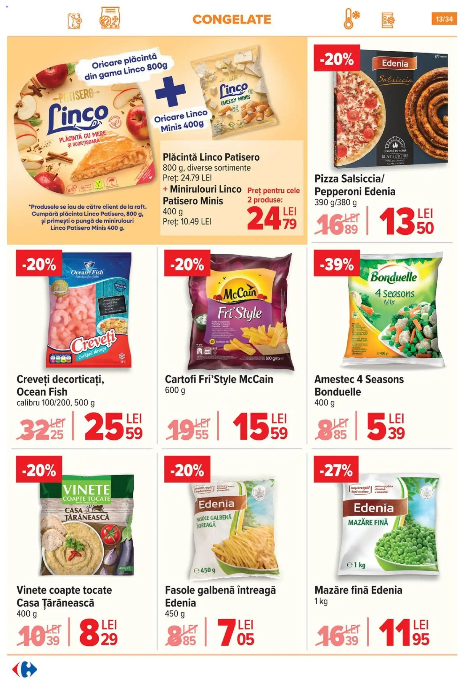 Noul catalog Carrefour – valabil de la 12.11.2025 | Pagină: 13 | Produse: Mazăre, Plăcintă, Pizza, Cartofi