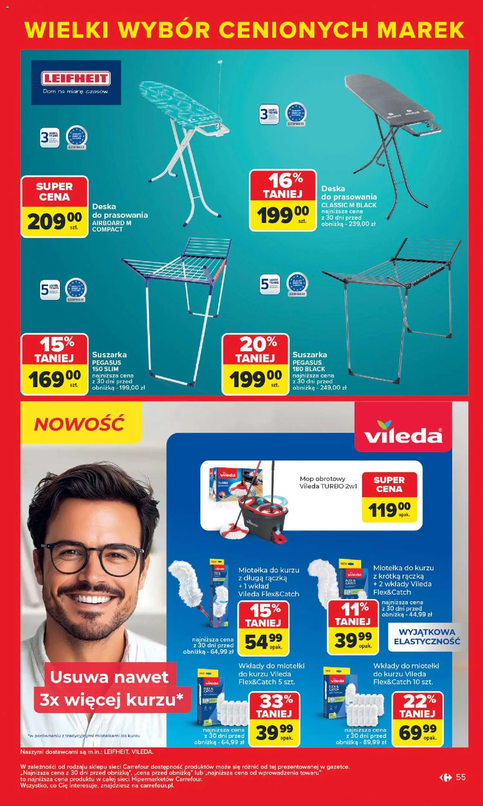 Carrefour Gazetka - Markowe atrakcje cenowe od 27.10.2025 | Strona: 57 | Produkty: Suszarka, Mop obrotowy, Vileda