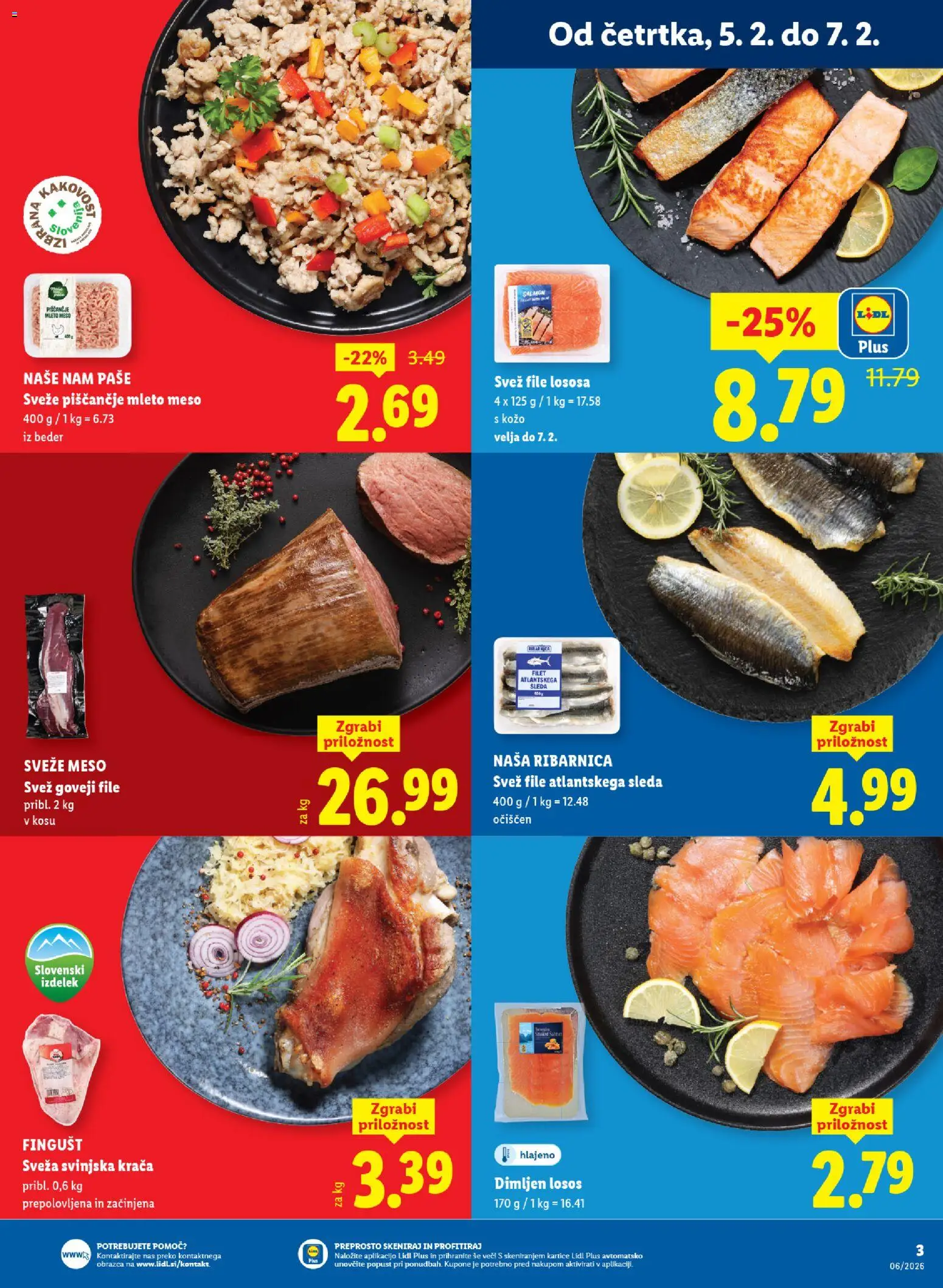Novi Lidl katalog ponudbe – veljaven od 05.02.2026 | Stran: 3 | Izdelki: Mleto meso, Losos