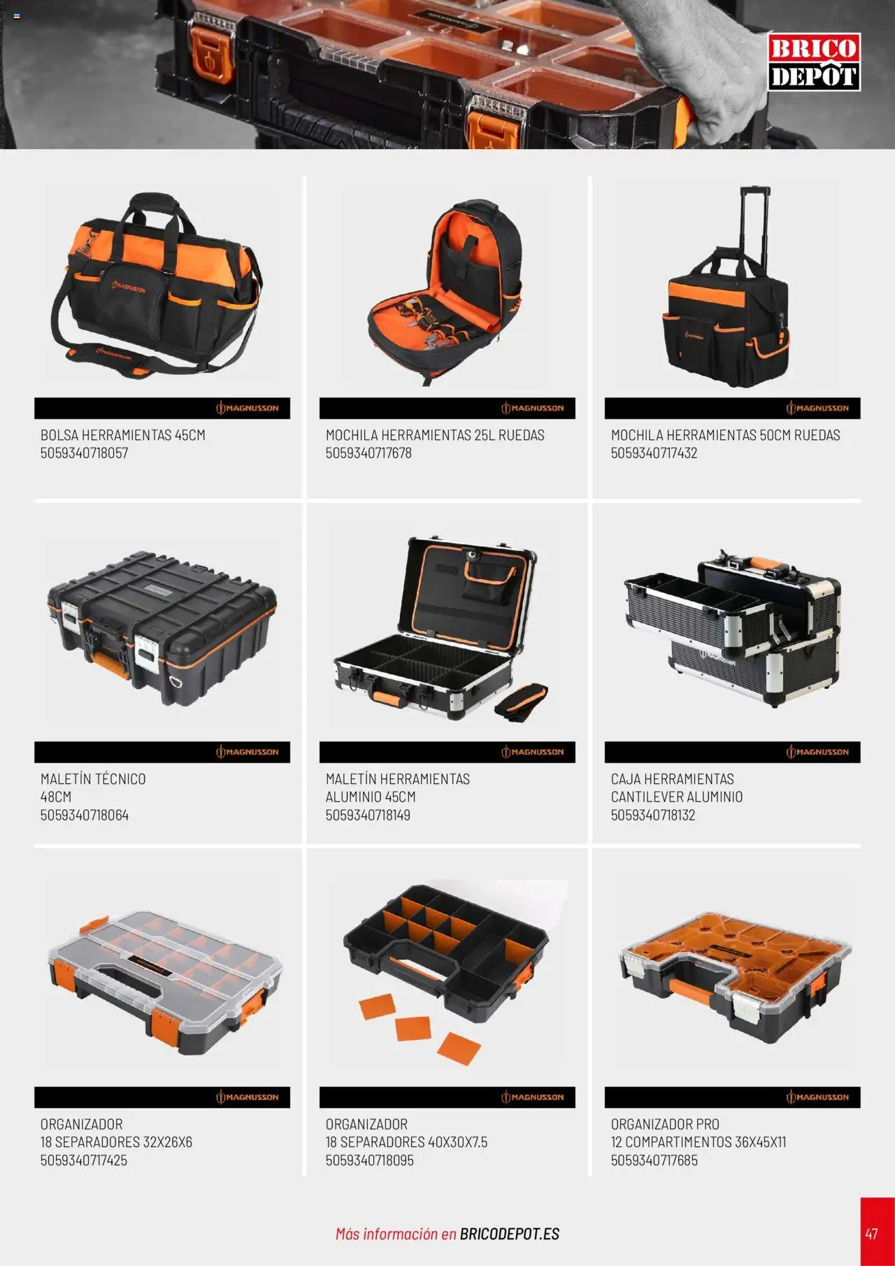 Brico Depôt folleto │ válido desde el 01.04.2025 | Página: 47 | Productos: Mochila, Organizador, Bolsa, Caja