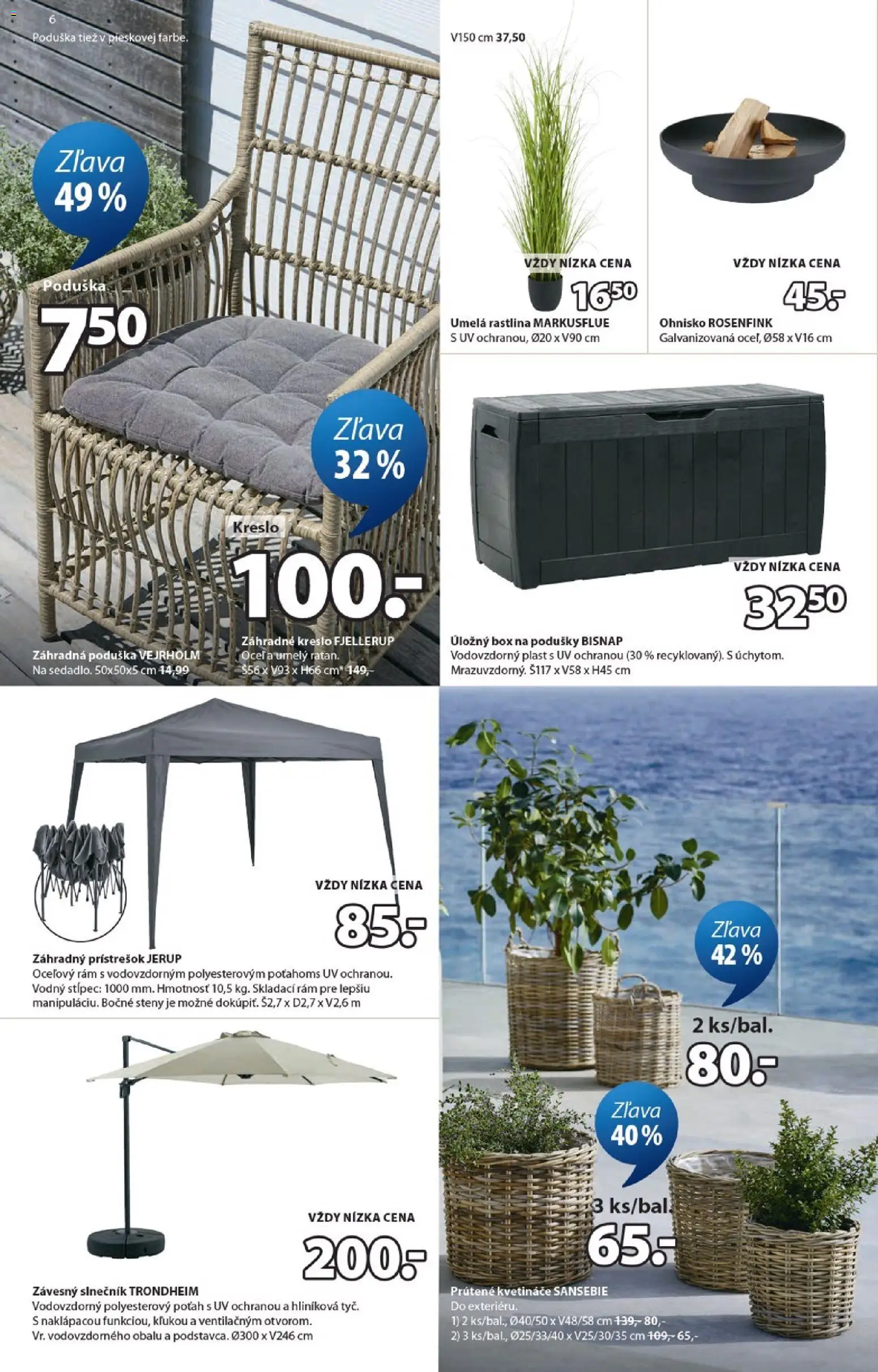 Nové JYSK akcie – leták je platný od 15.04.2026 | Strana: 6 | Produkty: Záhradne kreslo, Rám, Slnečník