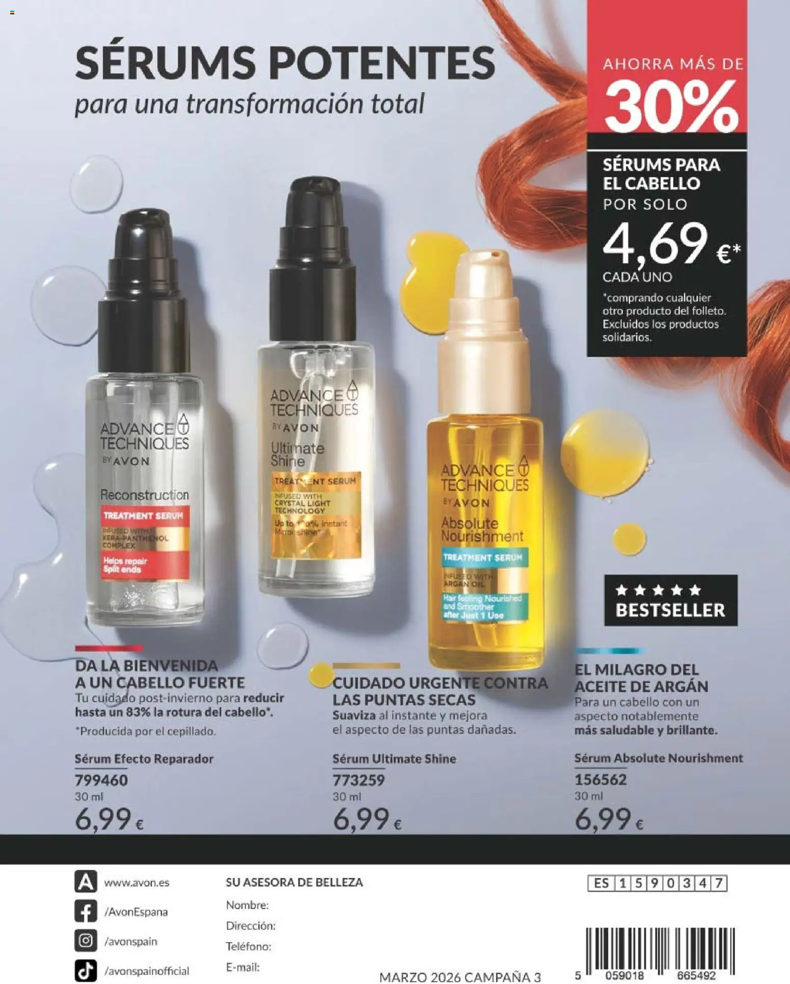 Catálogo AVON campaña 3 │ válido desde el 01.03.2026 | Página: 206 | Productos: Sérum, Aceite, Teléfono, Aceite de argán