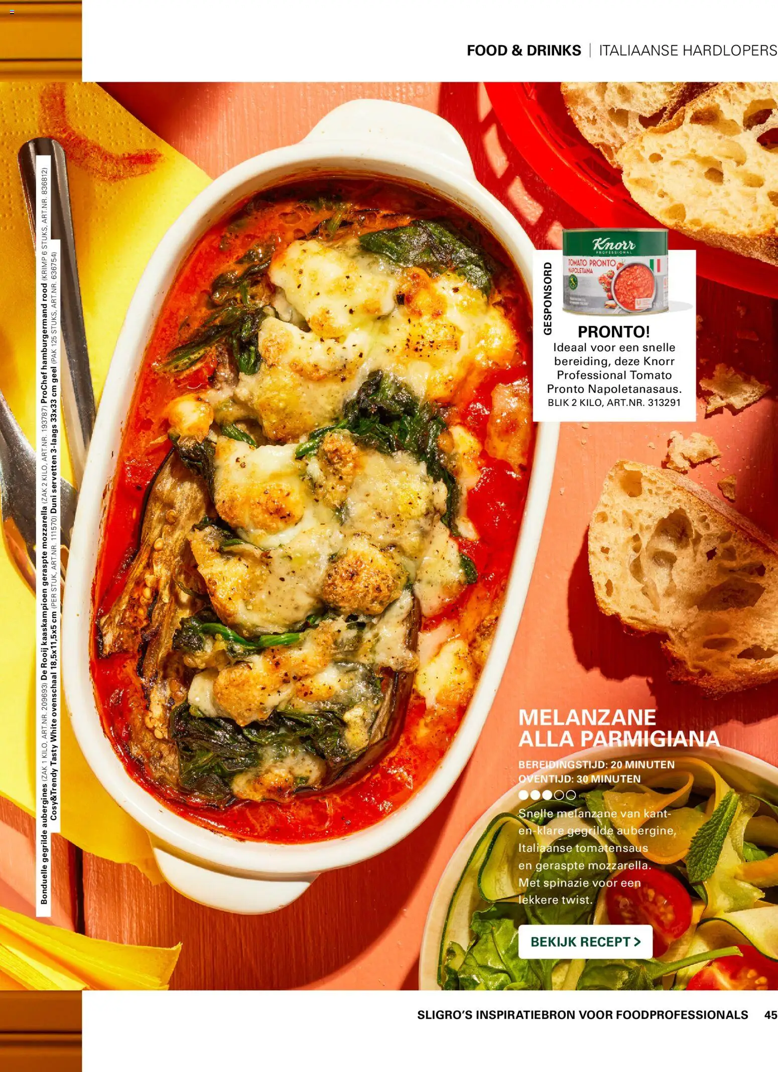 {H1} | Pagina: 45 | Producten: Spinazie, Zak, Mozzarella