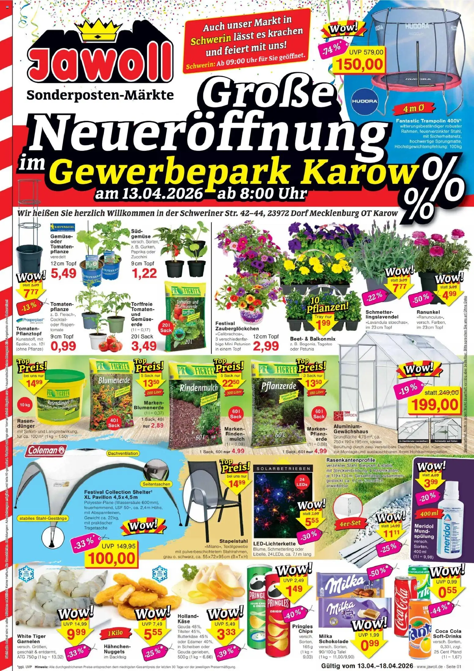 Jawoll Prospekt – gültig ab 13.04.2026 | Seite: 1 | Produkte: Hahnchen, Garnelen, Fleisch, Uhr