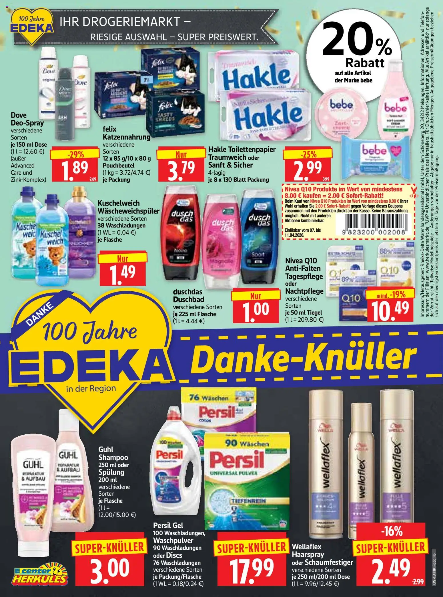 HERKULES Prospekt 	 – gültig ab 07.04.2026 | Seite: 16 | Produkte: Waschpulver, Duschdas, Deospray, Persil
