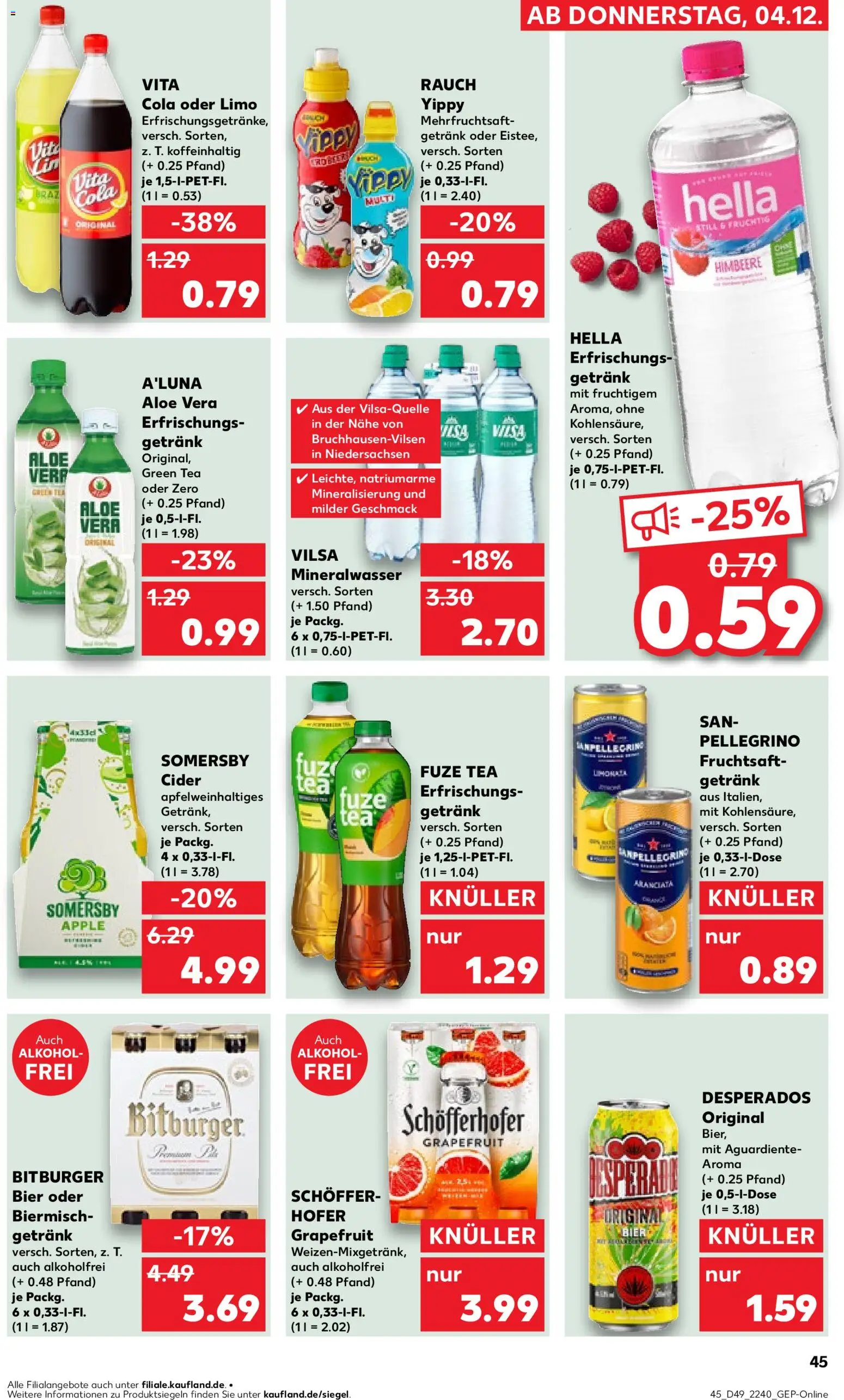 Kaufland prospekt Stuttgart	 – gültig ab 07.12.2025 | Seite: 45 | Produkte: Bitburger, Mineralwasser, Apple, Himbeere