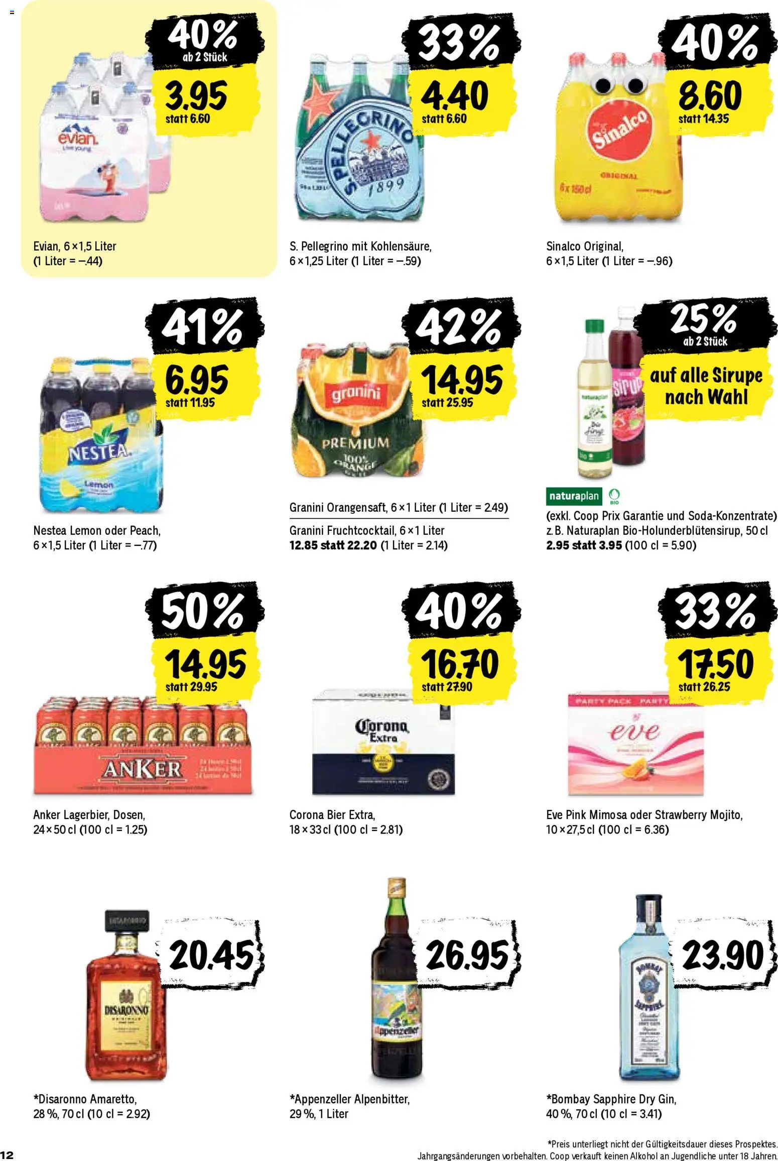 Coop Aktionen – gültig ab 22.12.2025 | Seite: 12 | Produkte: Sirup, Bier, Gin