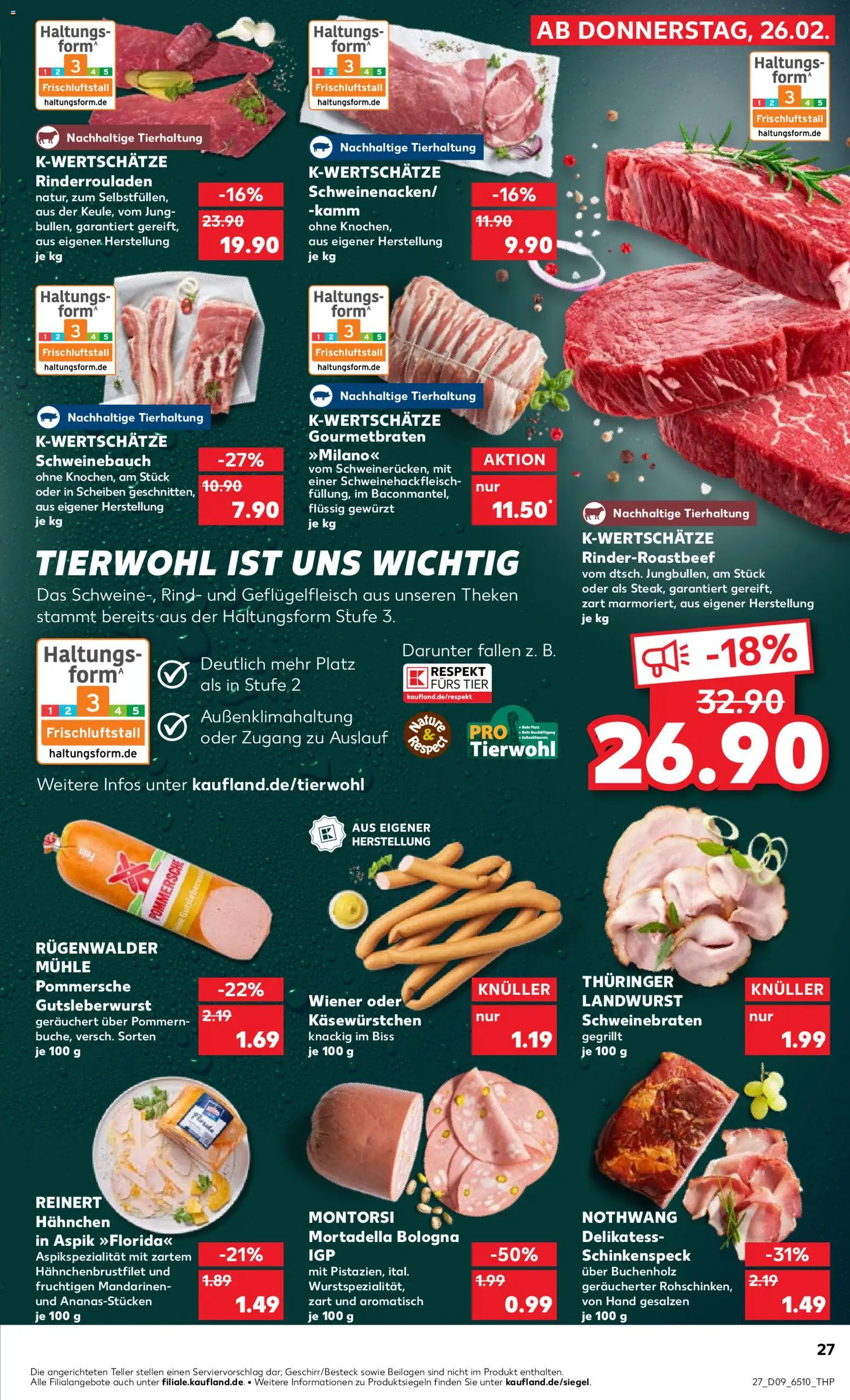 Kaufland prospekt Köln	 – gültig ab 26.02.2026 | Seite: 27 | Produkte: Mühle, Hahnchen, Schweinebauch, Mandarinen