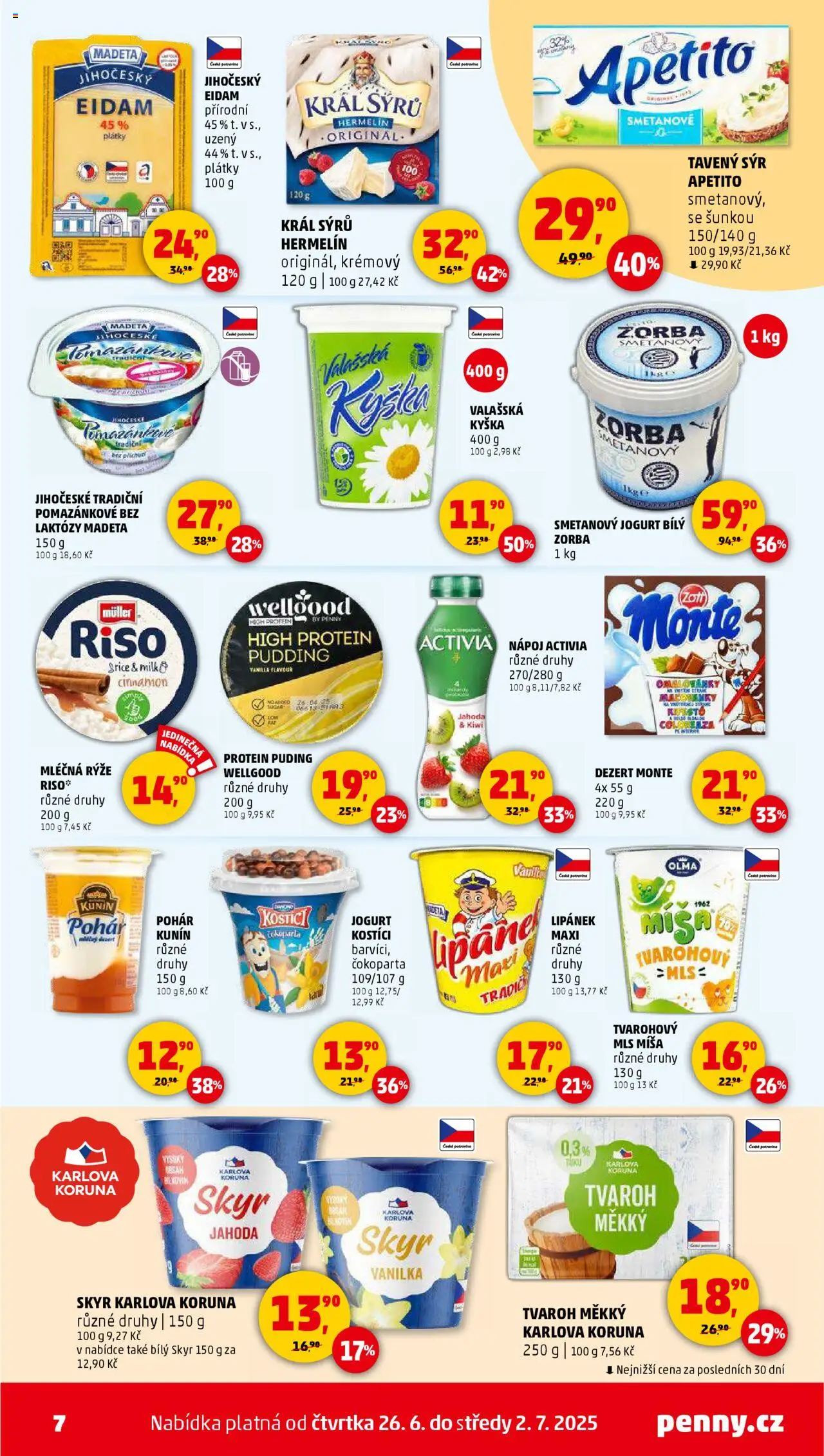 Penny Market leták - Čtvrtečník od 26.06.2025 | Strana: 7 | Produkty: Lipánek, Kostici, Protein pudding, Protein