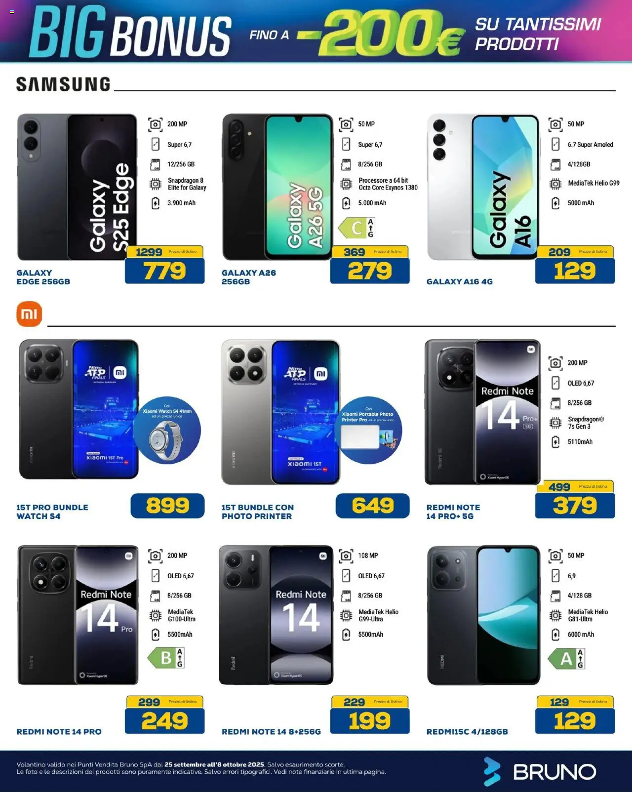 Volantino BRUNO del 25.09.2025 | Pagina: 5 | Prodotti: Xiaomi, Samsung