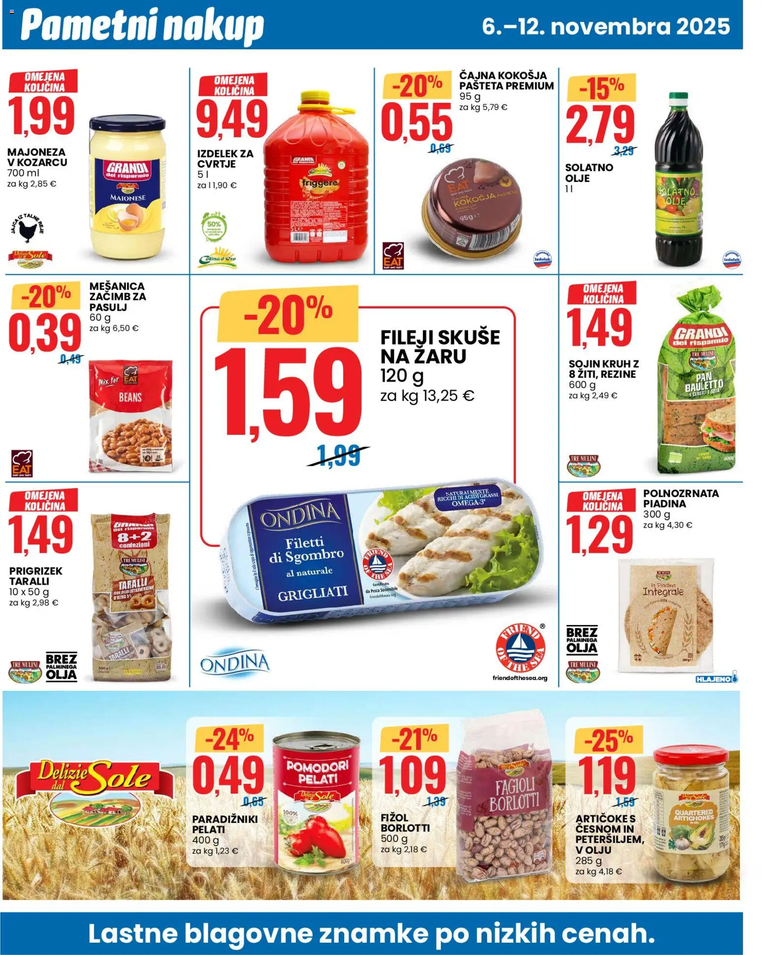 Novi Eurospin katalog ponudbe – veljaven od 06.11.2025 | Stran: 6 | Izdelki: Pašteta, Olje, Kruh, Majoneza