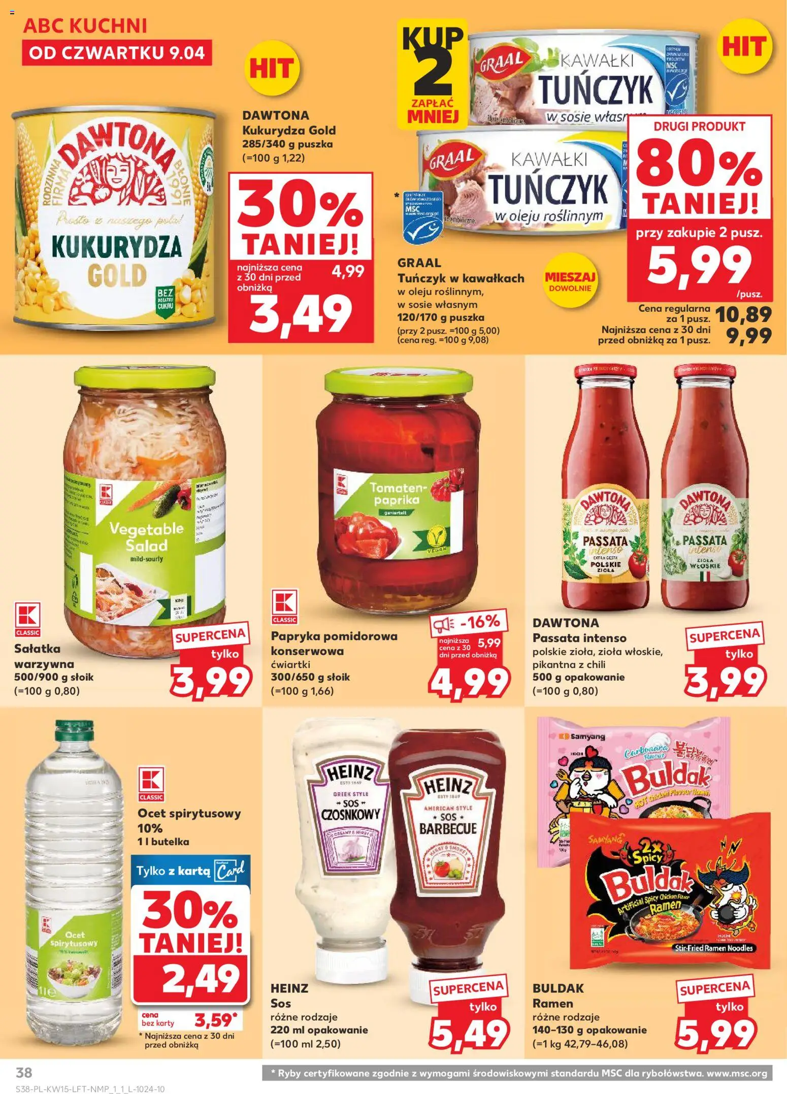Kaufland Polsko leták od 09.04.2026 | Strana: 38 | Produkty: Ocet, Passata, Ryby, Paprika
