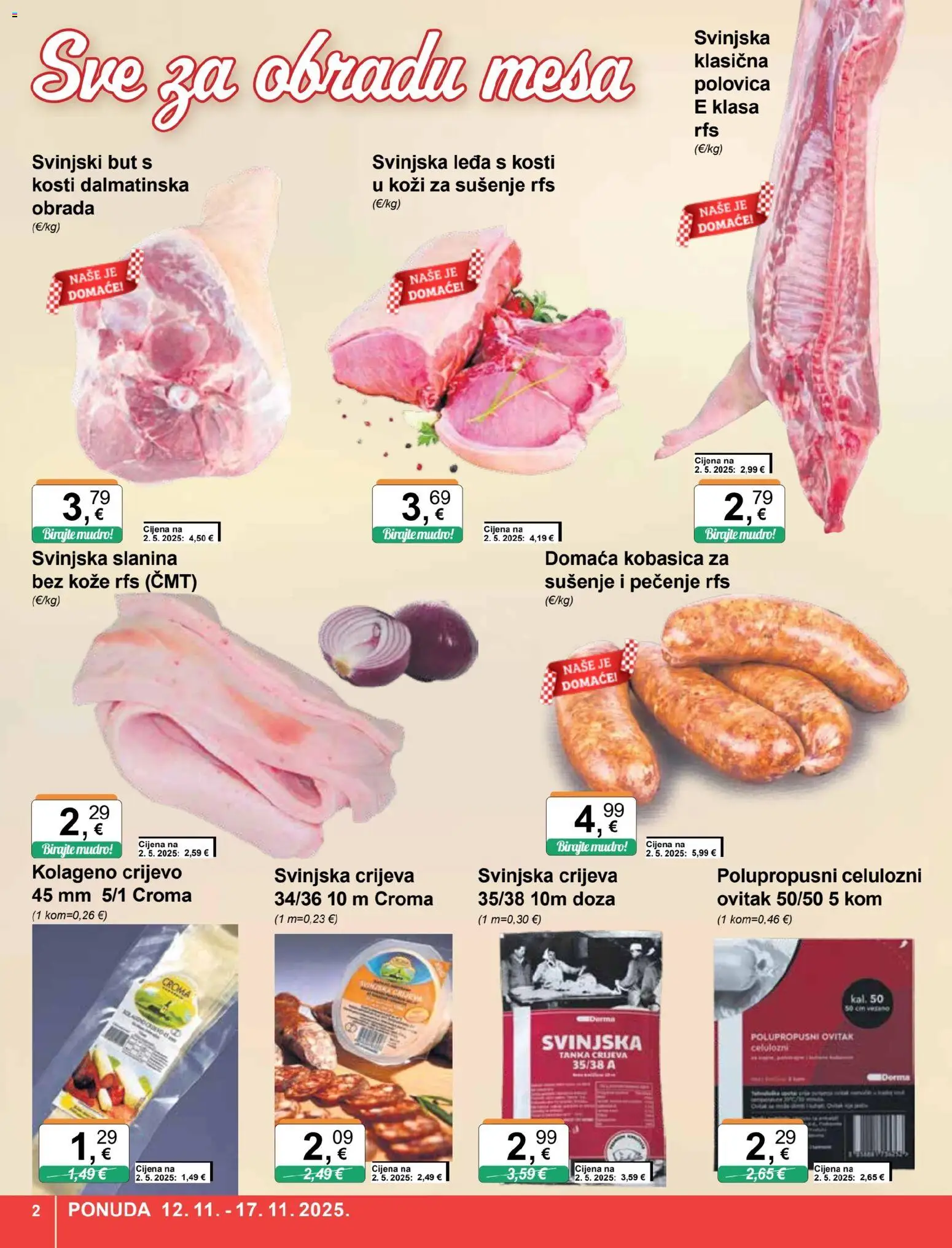KTC katalog | vrijedi od 12.11.2025 | Stranica: 2 | Proizvodi: Svinjski but, Slanina, Kobasica