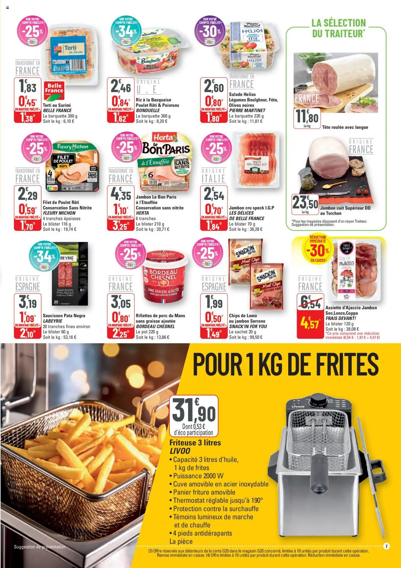  | Page: 7 | Produits: Saucisson, Jambon Cru, Frites, Porc