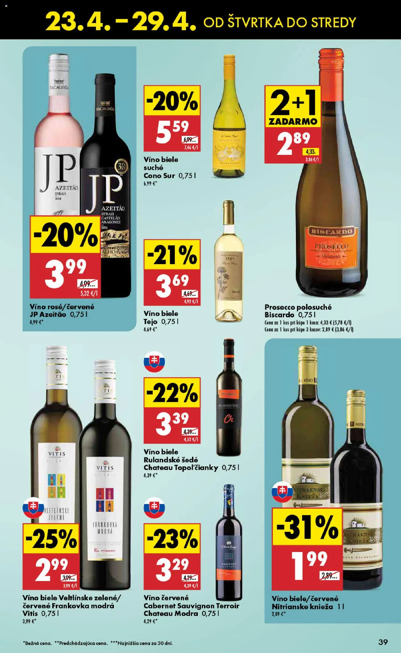 Nové Biedronka akcie – leták je platný od 23.04.2026 | Strana: 39 | Produkty: Víno, Prosecco, Červené víno