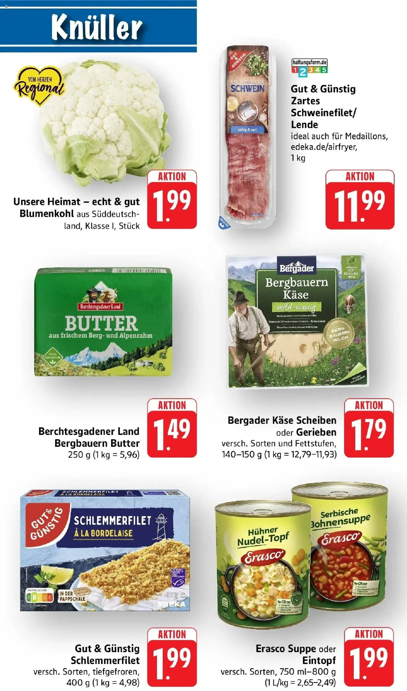 Angebote – gültig ab 20.04.2026 | Seite: 10 | Produkte: Milch, Butter, Käse, Blumenkohl