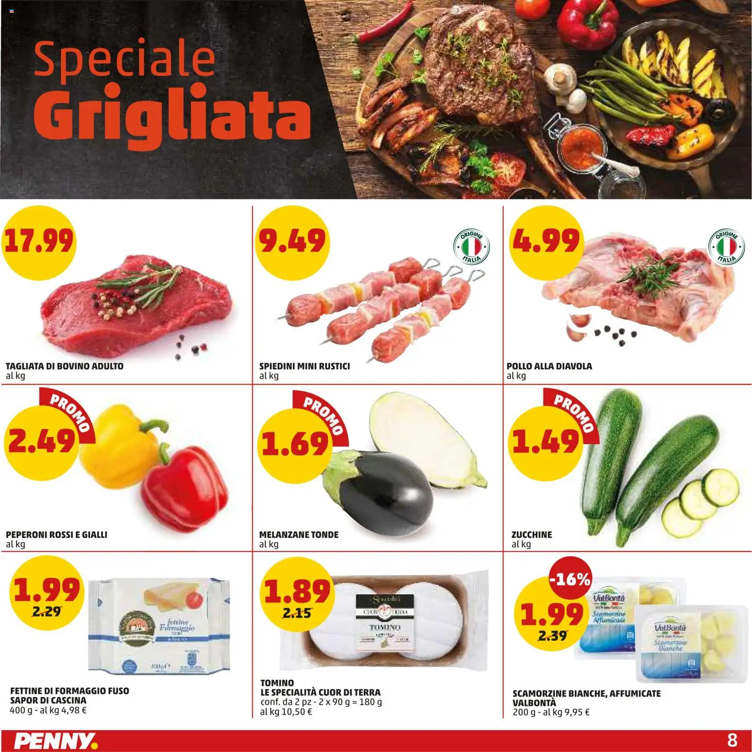 Volantino PENNY del 26.03.2026 | Pagina: 8 | Prodotti: Bovino, Peperoni, Zucchine, Rustici
