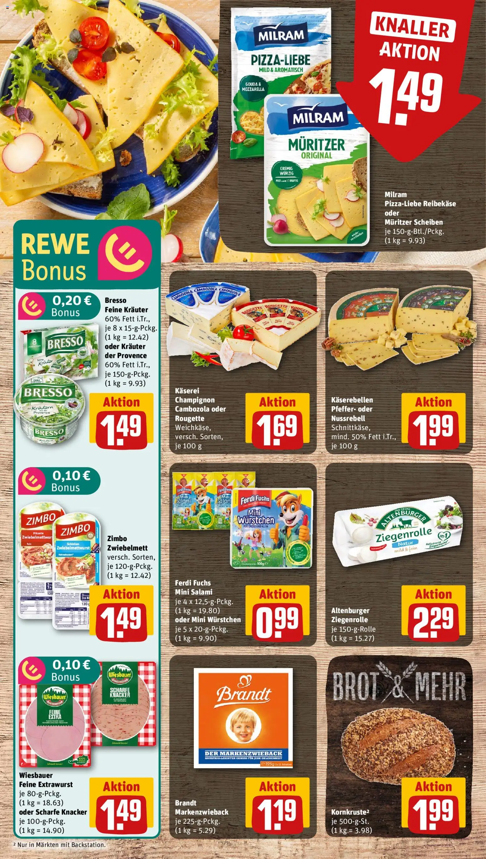 Rewe Prospekt 	 – gültig ab 17.11.2025 | Seite: 9 | Produkte: Mozzarella, Gouda, Salami, Reibekase