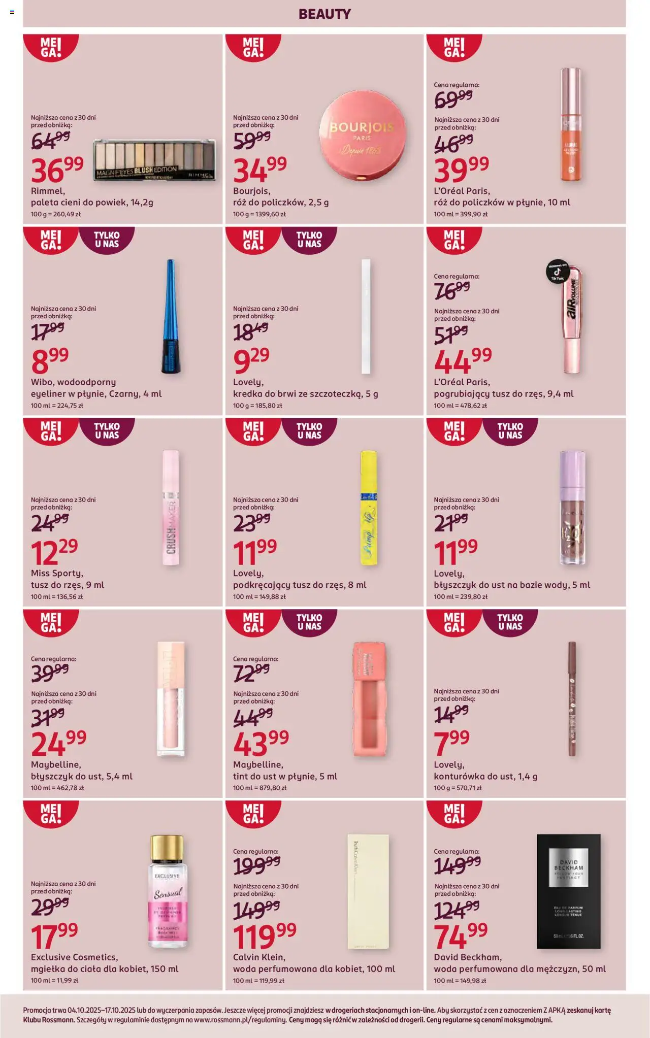 Rossmann Gazetka od 04.10.2025 | Strona: 9 | Produkty: Róż, Eyeliner, Woda, Kredka do brwi