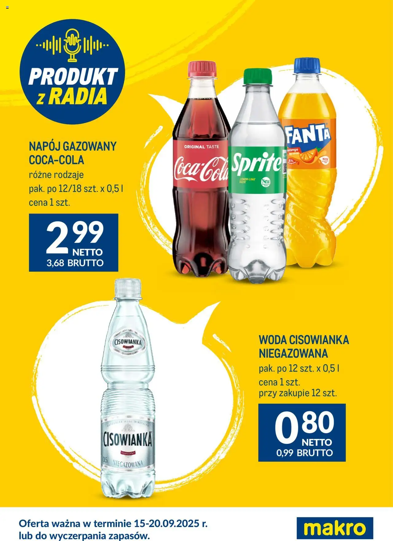Makro Gazetka - Produkt z radia od 15.09.2025 | Strona: 1 | Produkty: Sprite, Woda
