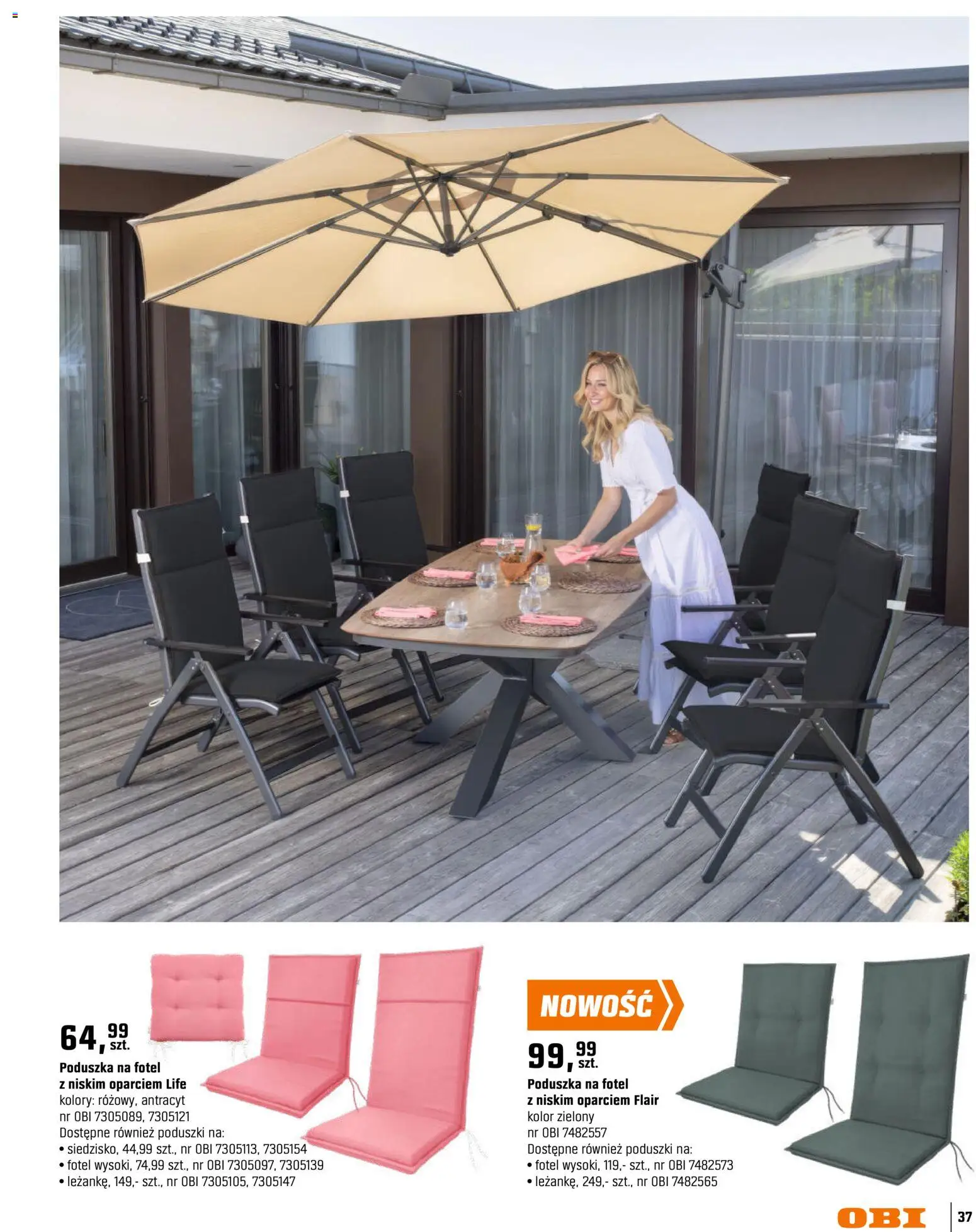 OBI gazetka - Ogród od 11.03.2026 | Strona: 37 | Produkty: Poduszka, Fotel