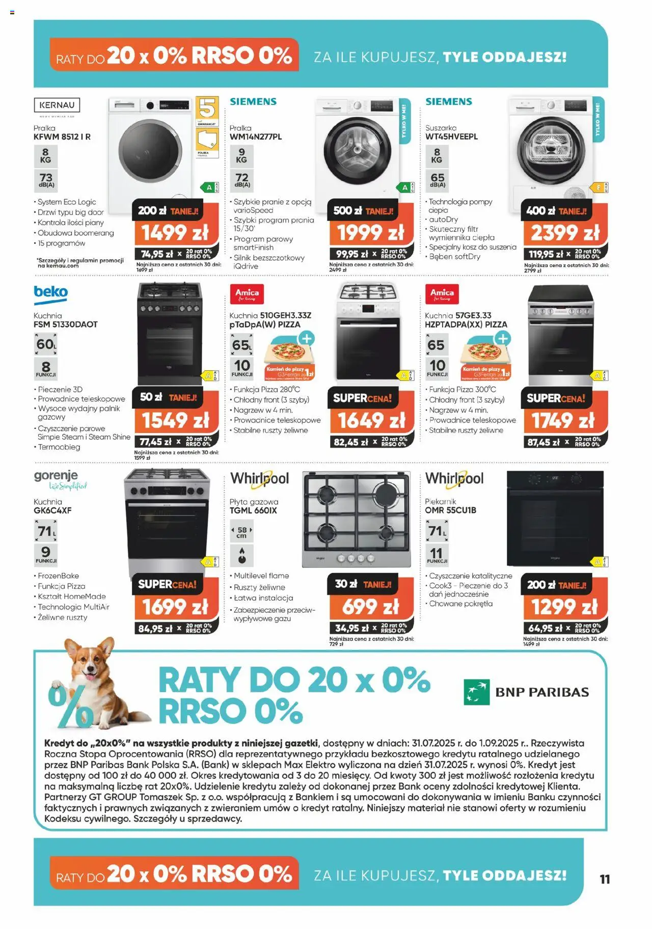 Max elektro Gazetka od 31.07.2025 | Strona: 11 | Produkty: Pralka, Suszarka, Piekarnik, Pizza