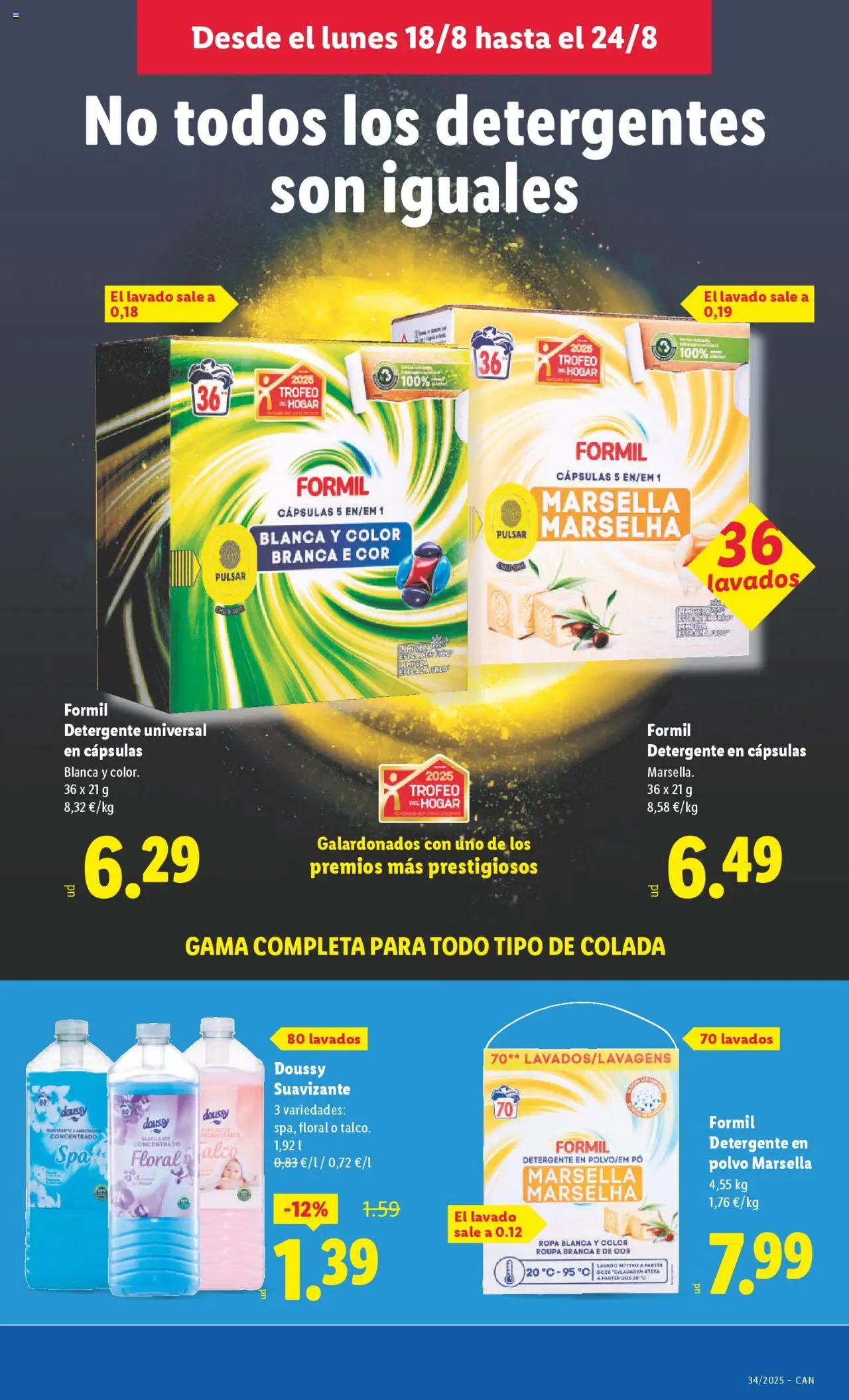 Lidl - Canarias │ válido desde el 18.08.2025 | Página: 17 | Productos: Polvo, Detergente, Ropa, Suavizante
